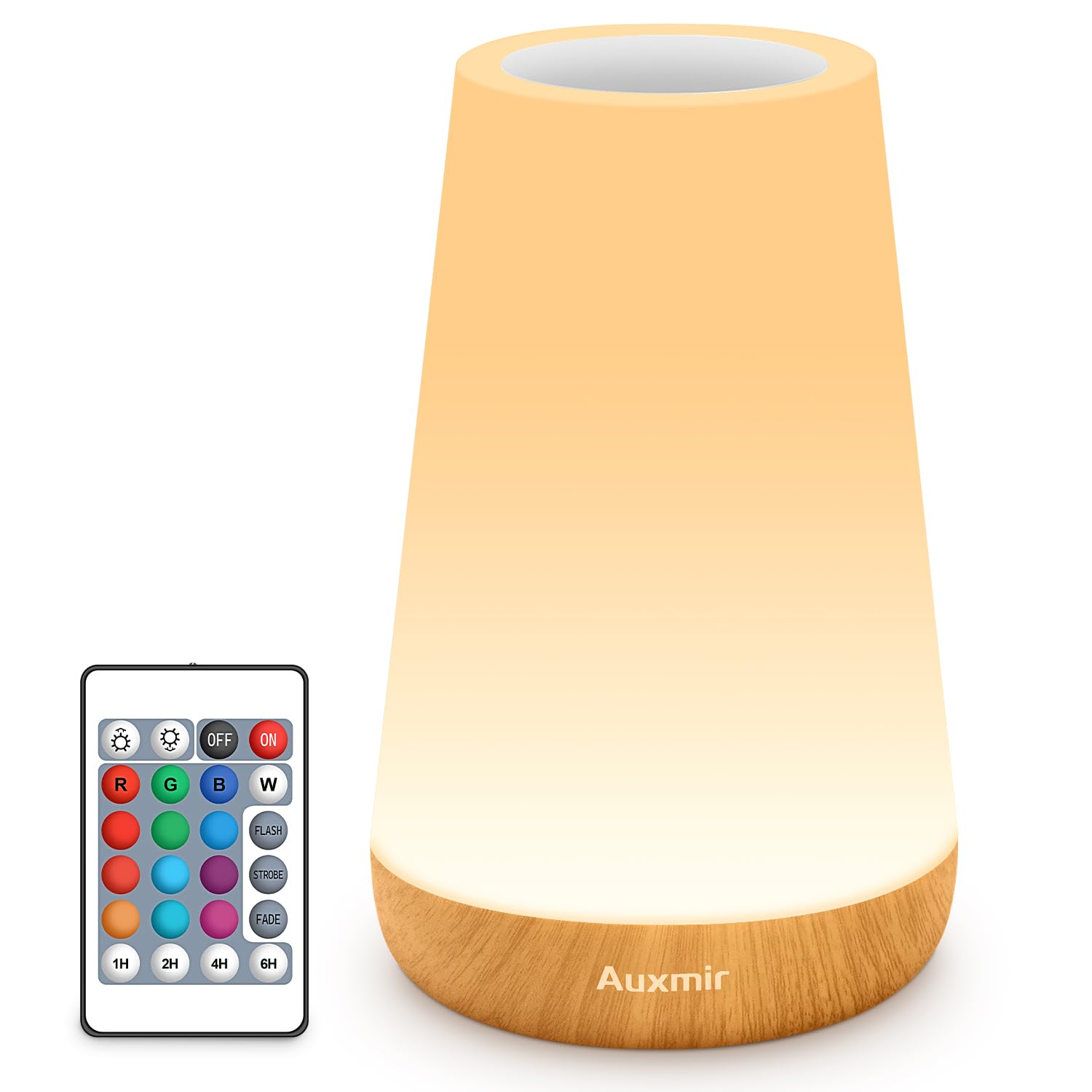 Auxmir LED Night Light 2 Pack Bedside Lamp Touch and Remote Control Dimmable Tabletop 13 RGB Colors Changing 5 Brightness Adjustable Rechargeable Portable Lamp for Baby Kids Nursery Bedroom Outdoor