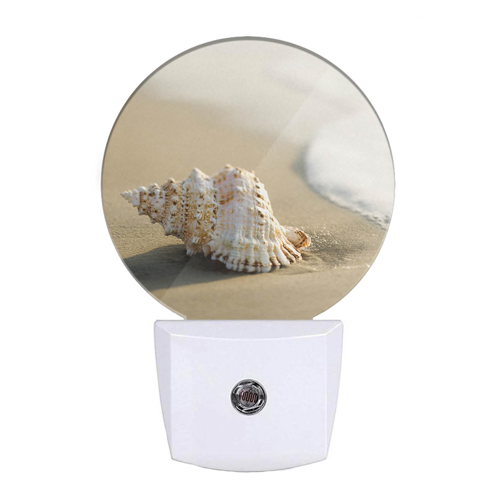 EKOBLA Summer Beach LED Night Light Conch Shell on Beach Sea Waves Ocean Night Lamp Home Auto Sensor LED Dusk to Dawn Light for 