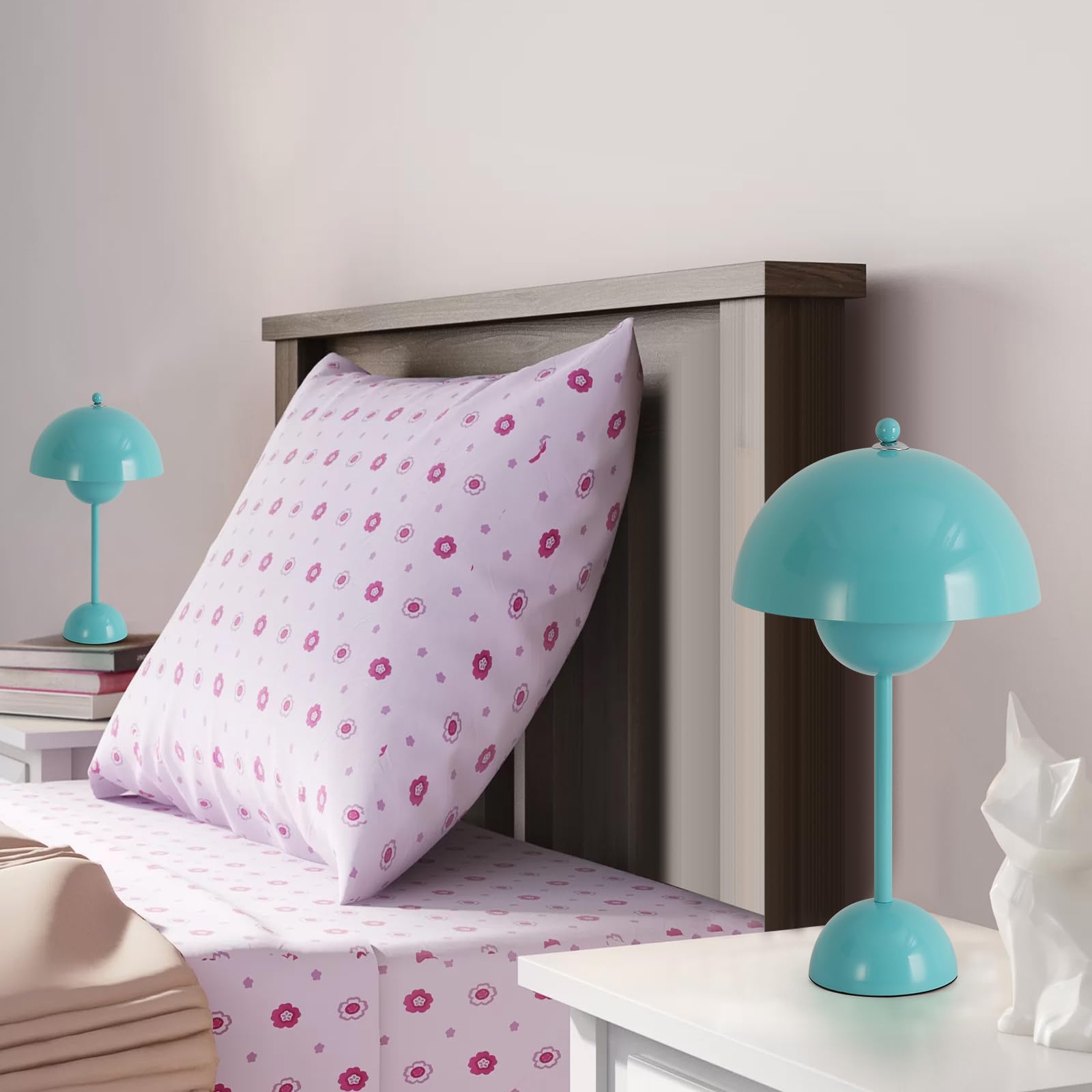 COSYLUX Modern Table Lamp - Metal Dome Shade, Light Green, Ideal for Bedroom, Office, Nightstand, Kids Room