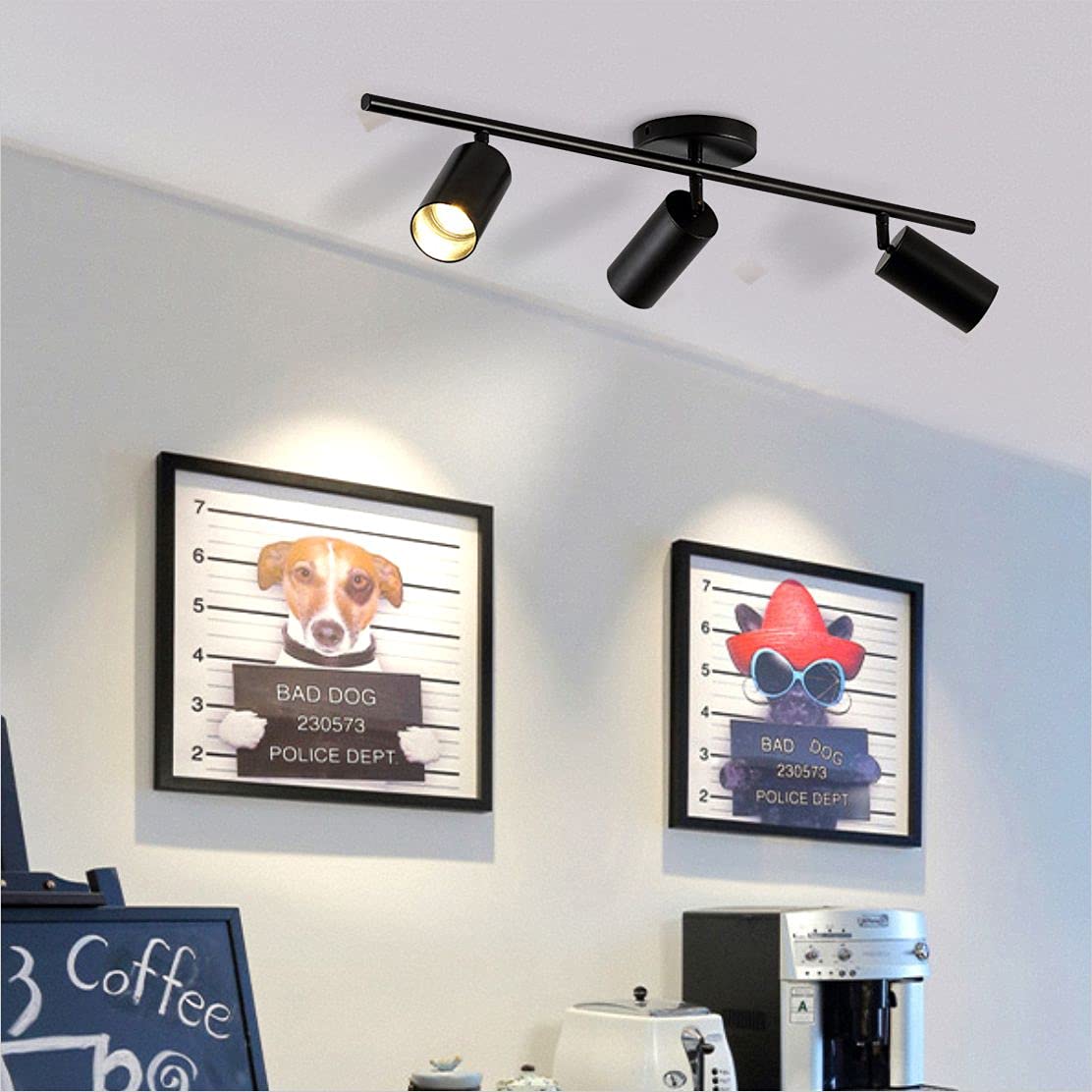 Kco Lighting Modern Matte Black Track Lighting 3-Lights Kitchen Track Lighting Fixtures Ceiling Indoor Flush Mount Ceiling Spotl