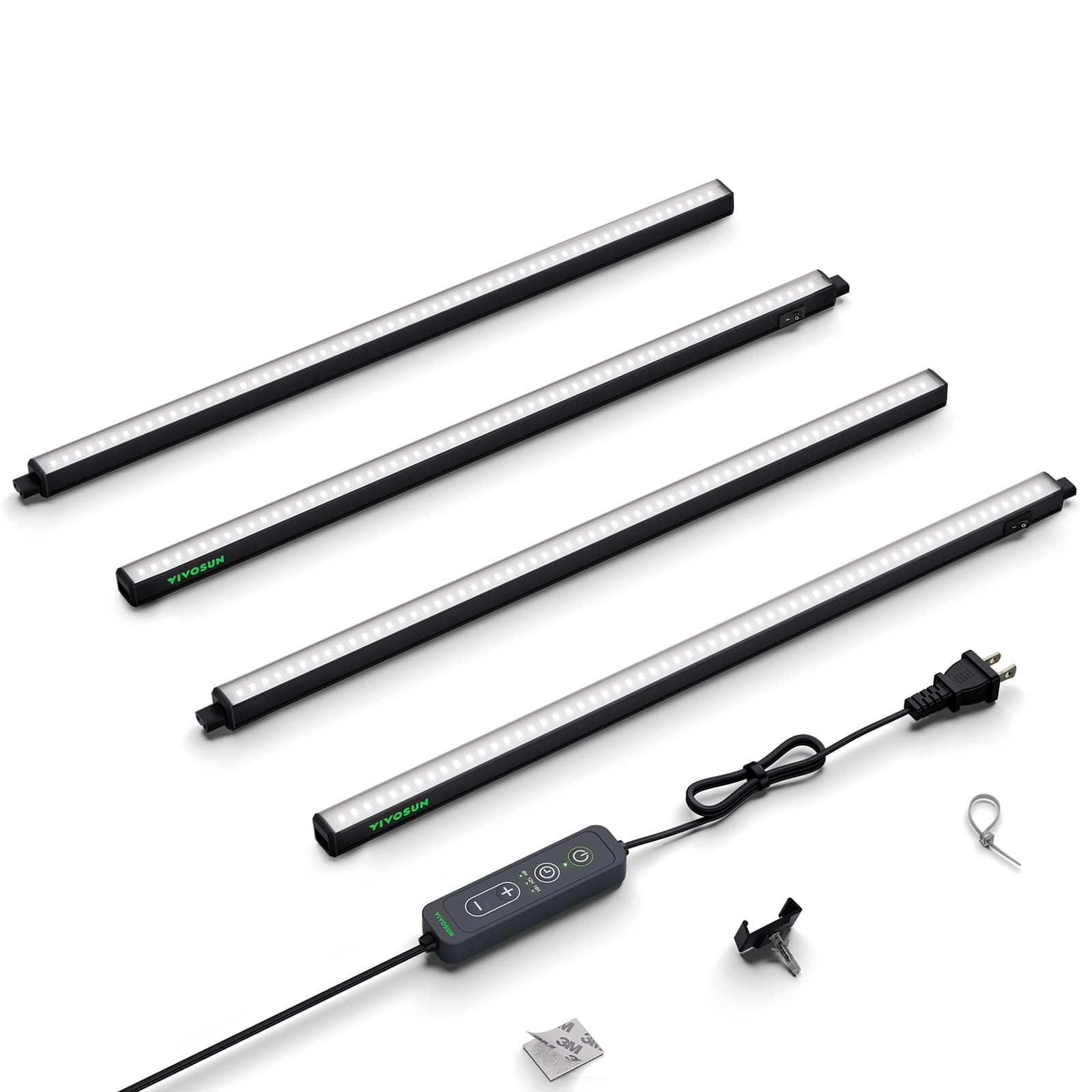 VIVOSUN T5 Grow Lights for Indoor Plants  5000K Full Spectrum 60W (4 x 15W)  2FT LED Plant Light Band with Timer & Dimming Controller for Seed Starting  Hydroponics  SGS Compatible  Linkable  4-Pack