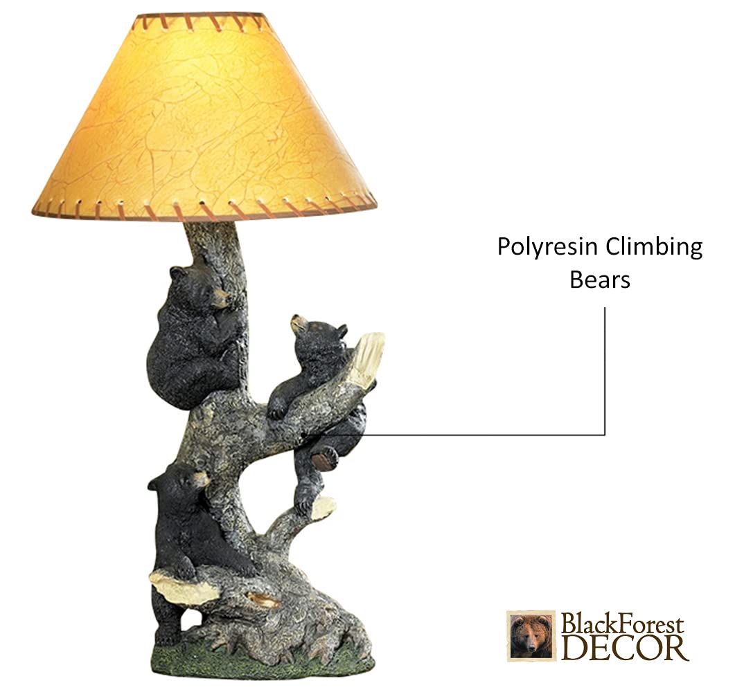 BLACK FOREST DECOR Climbing Bears Table Lamp - Rustic Cabin Lighting with Wildlife Theme