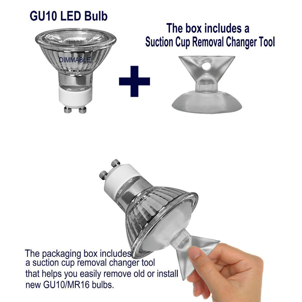 Zorvoxly GU10 LED Light Bulbs, 5W Dimmable Daylight 5000K, 2 Pack, Waterproof Glass Reflector