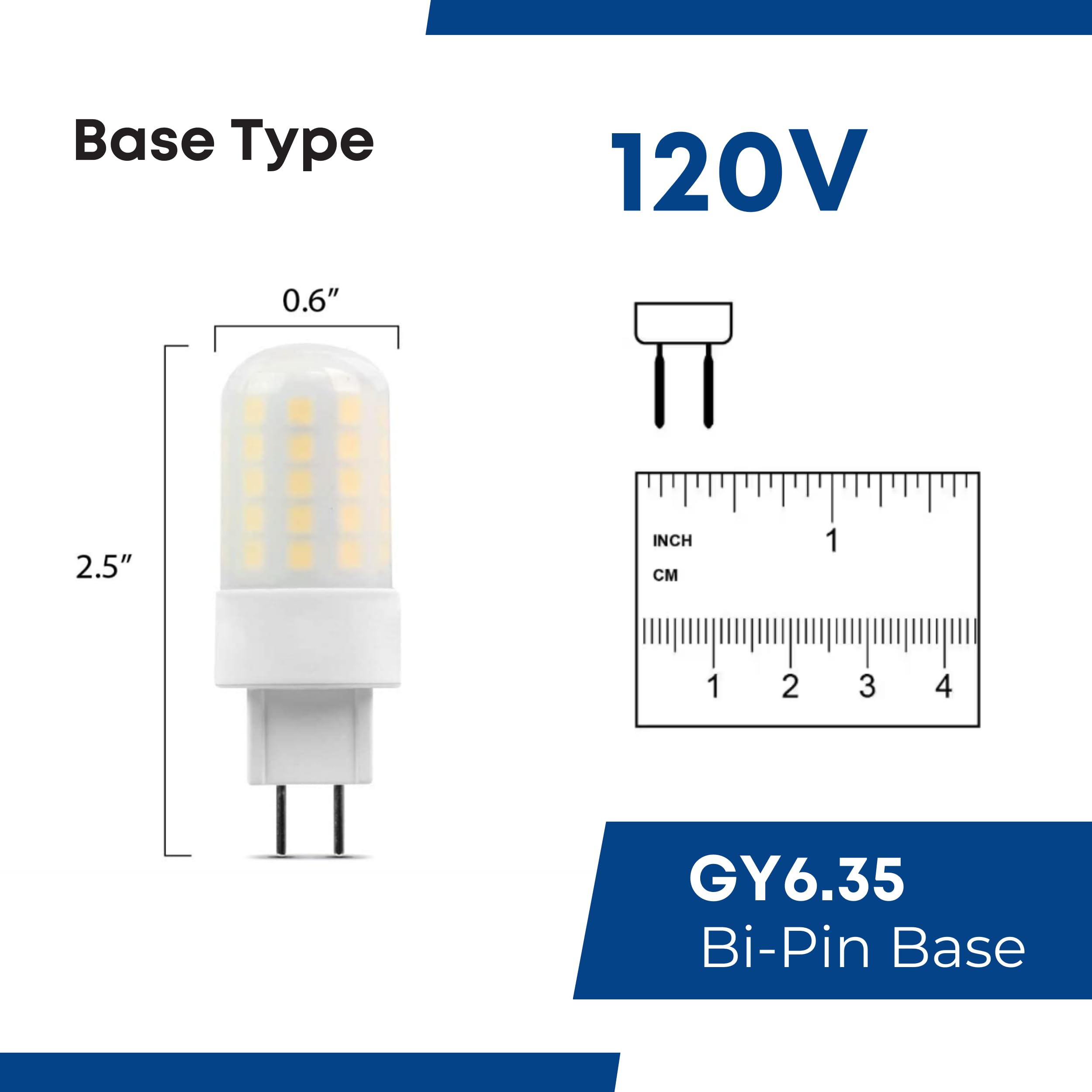 Feit Electric T4 LED Light Bulb, 50W Equivalent, GY6.35 Bi-Pin, Dimmable, 3000K Warm White, 1 Count, Model BP