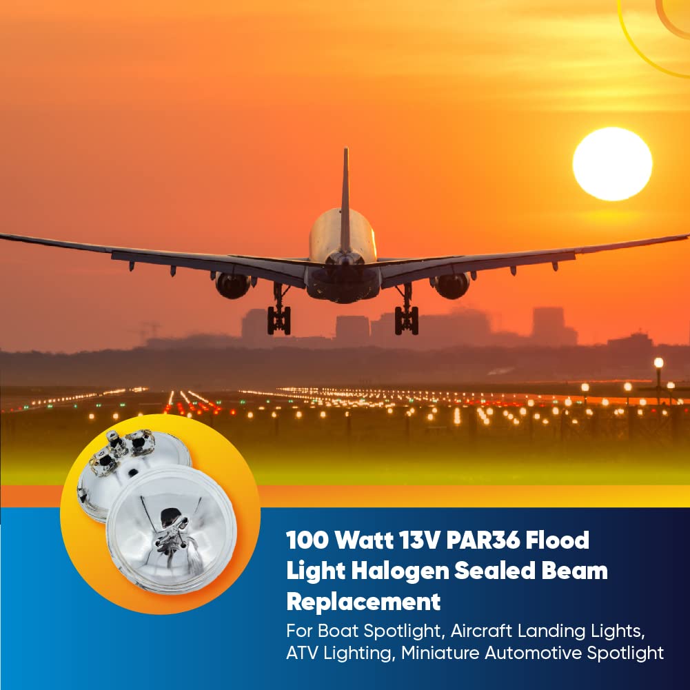 Technical Precision 100W Halogen Par36 Flood Light Replacement for GE 4700, Clear Finish