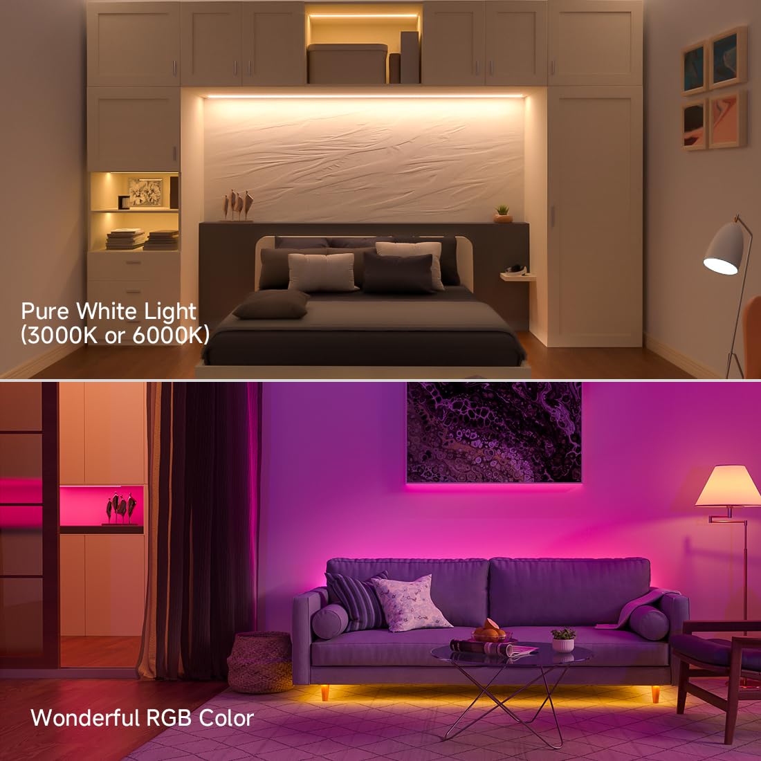 Btf-Lighting 5050 Rgbw Rgb+Warm White(2700K-3000K) 4 Colors In 1 Led 5M 16.4Ft 96Led/M Dc24V Multi-Colored Led Tape Lights Ip67