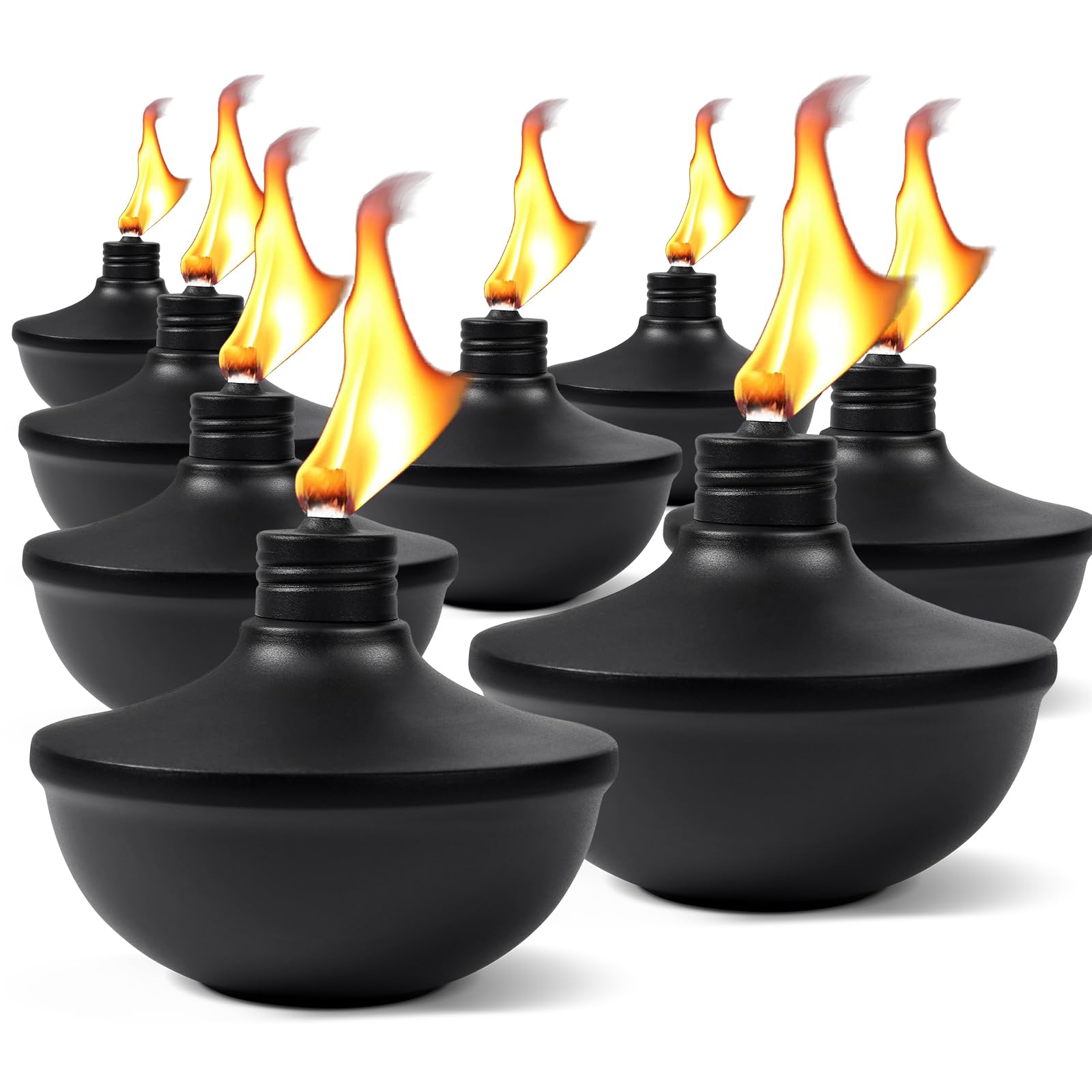 Fan-Torches 8-Pack Citronella Tabletop Torches - Refillable, Metal, Ideal For Outdoor Use