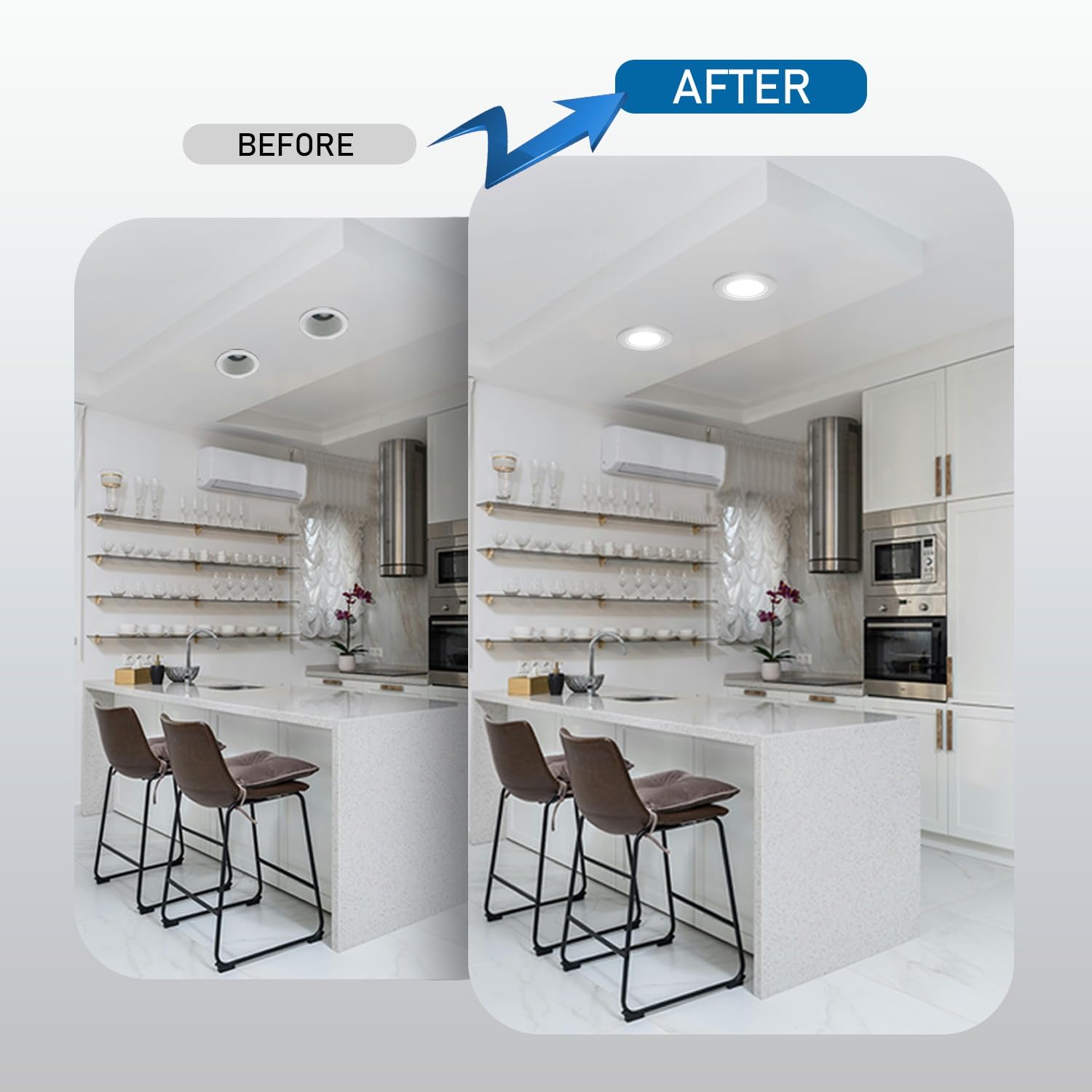 Jolux 5/6 Inch 5CCT Retrofit LED Recessed Lighting 12-Pack, Dimmable, E26 Base, Flat Trim, Adjustable 2700K-5000