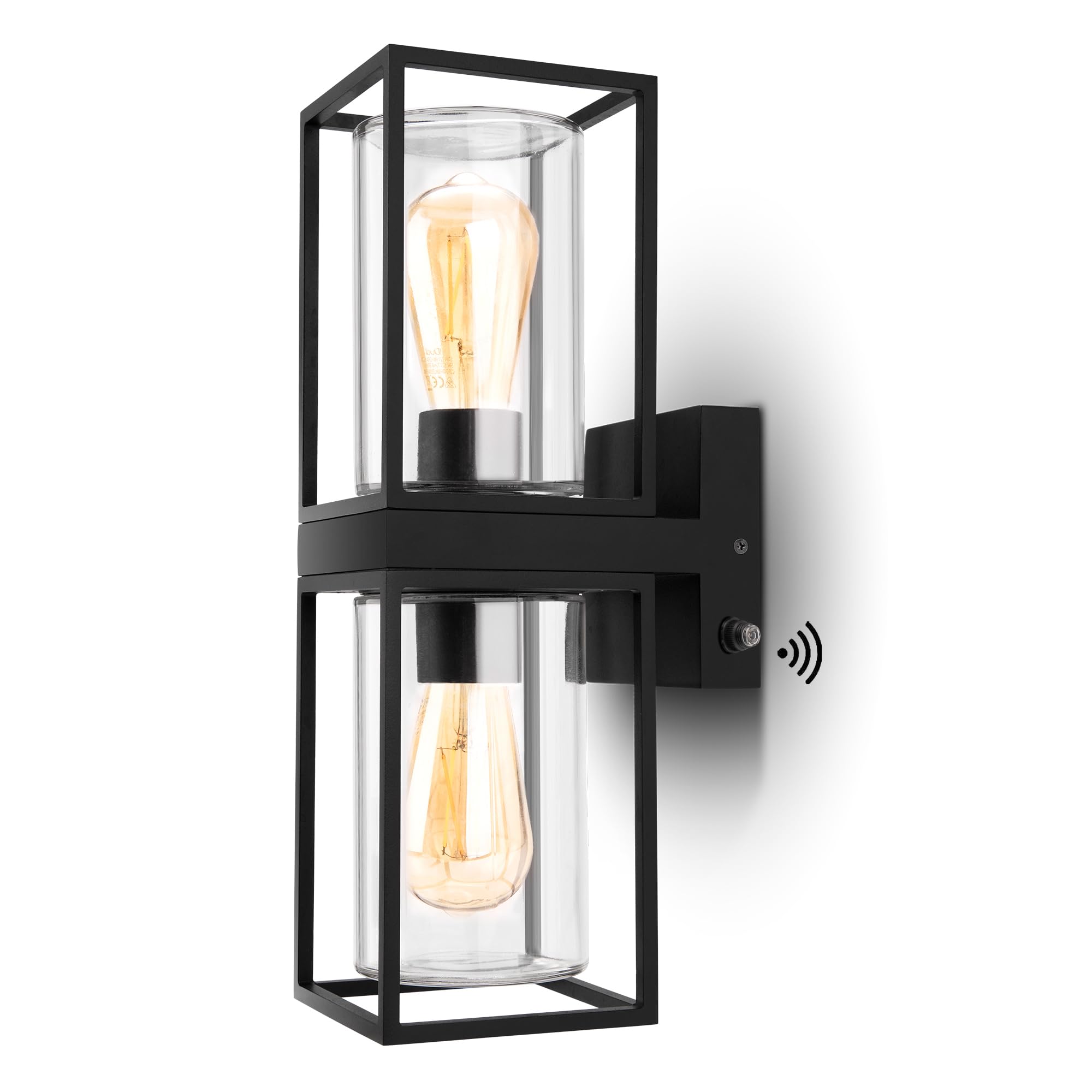 LUTEC Up and Down Outdoor Wall Lantern, Dusk to Dawn Sensor, Waterproof, Black, Model 5288820012