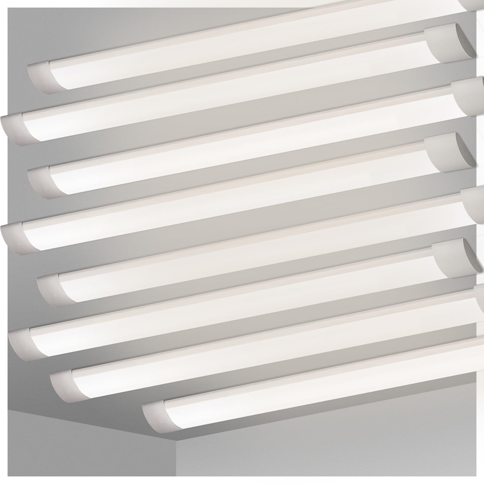 KILIPOL 5FT LED Batten Light, 50W 4000K Neutral White, Ceiling Surface Mounted, Plastic, 8 Packs