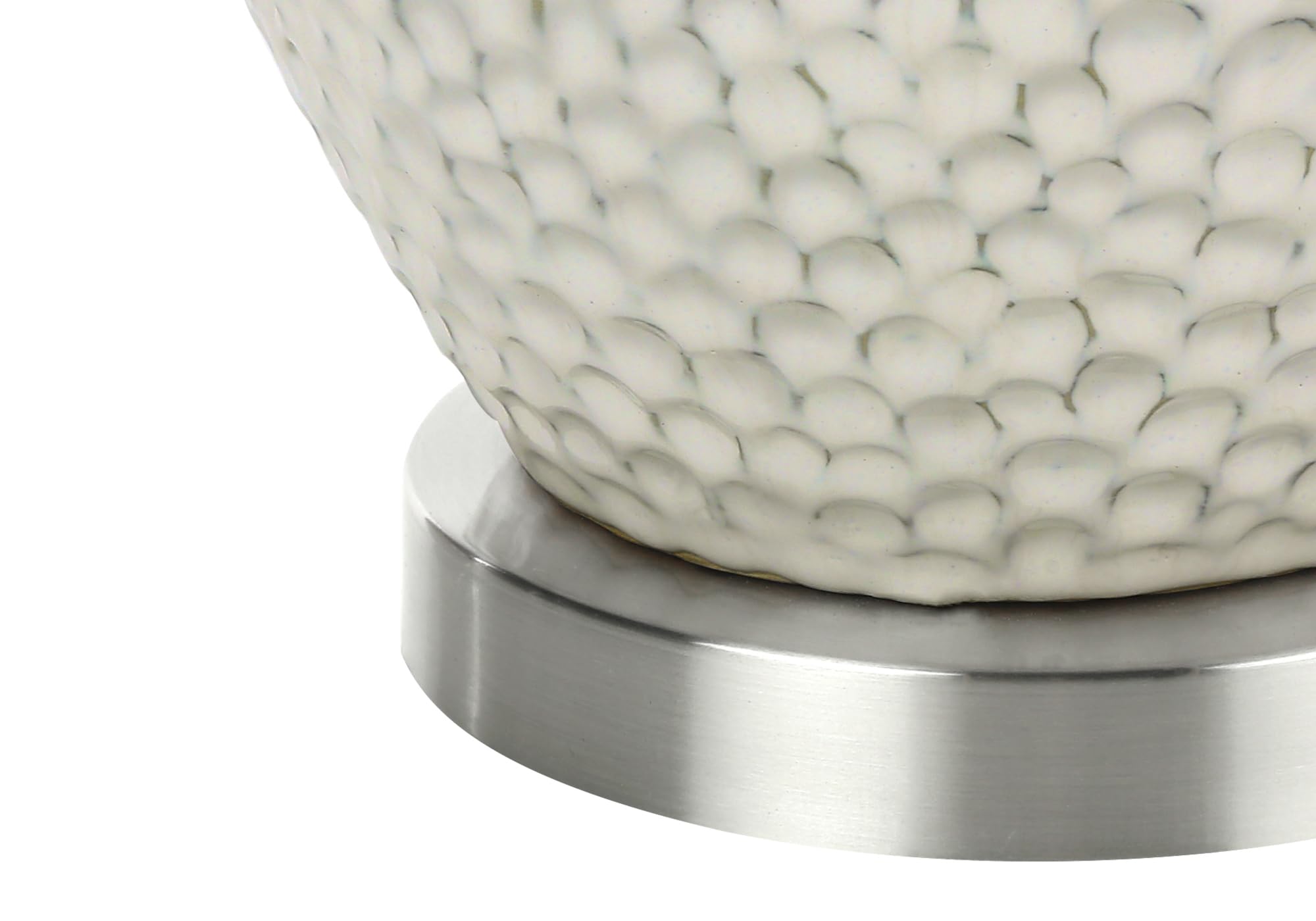 Monarch Specialties I 9607 Table Lamp, Cream Ceramic, Ivory/Cream Shade, 16inL x 16inW x 27.5inH