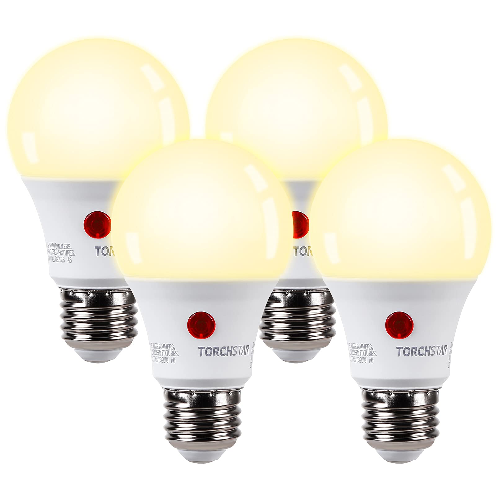 Torchstar Dusk To Dawn Light Bulbs Outdoor, Sensor A19 Led Light Bulb, Auto On/Off Photocell Automatic For Outdoor Lighting, 270