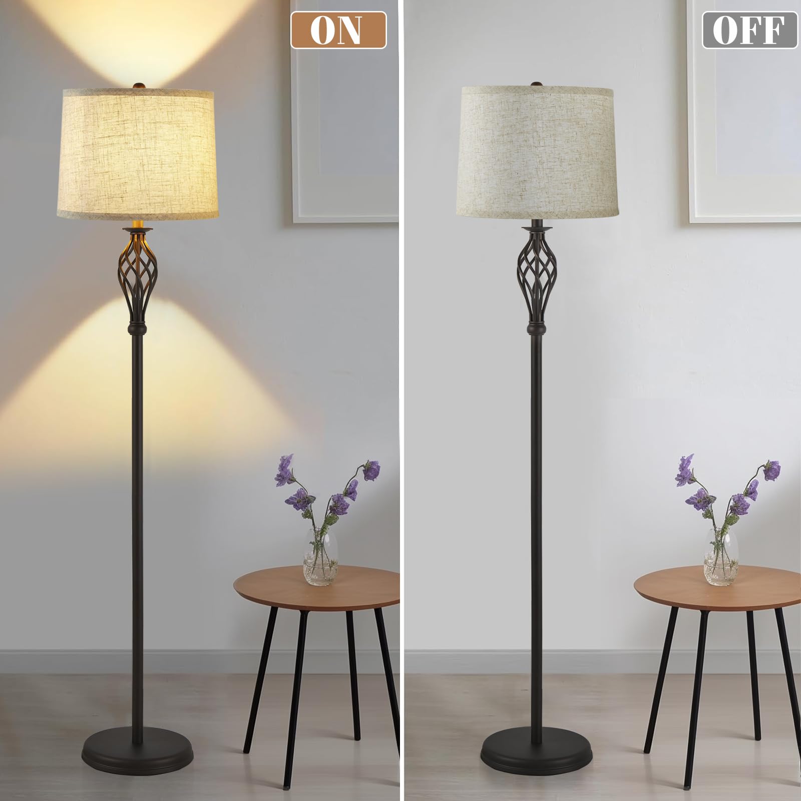 Set Of 2 Drum Lamp Shade 11.6" Top X 12.6" Bottom X 9.8" High (Spider) Oatmeal Linen For Table Lamps & Floor Lamps Replacement Lampshade By Onext