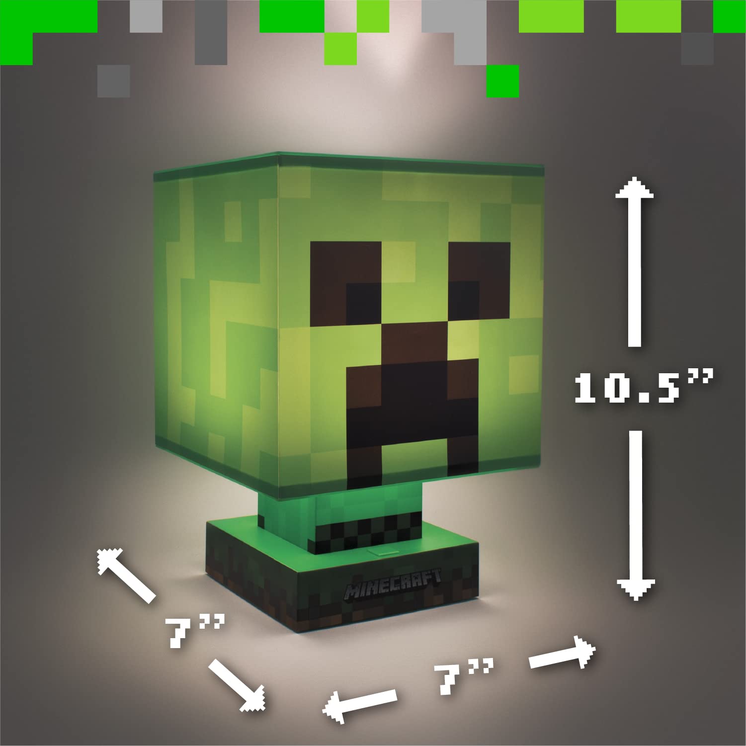 Paladone Minecraft Green Creeper Icon Lamp, 3 Brightness Levels, Night Light for Kids, Officially Licensed Minecraft Bedroom Dec