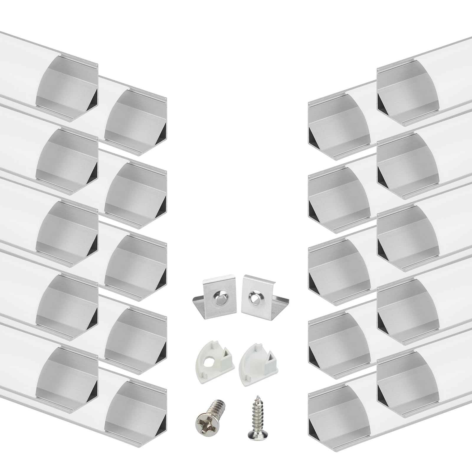 Muzata LED Strip Diffuser Channel 20Pack 6.6FT Aluminum Silver Model MZZ2321