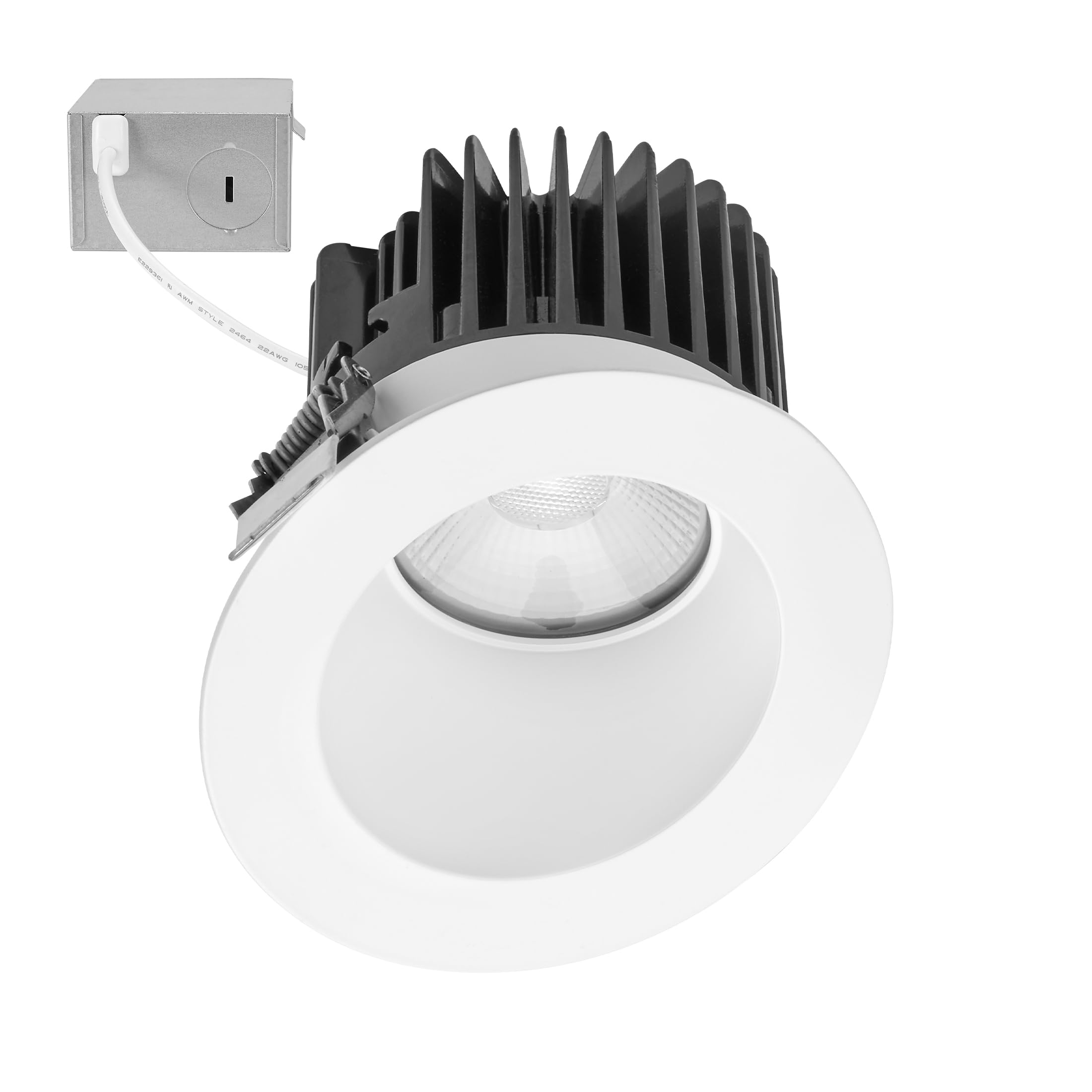 Maxxima 4 Canless Sloped Recessed Anti-Glare LED Downlight, For Sloped Ceilings, 1000 Lumens, IC Rated, 5 Color Temperature Sele
