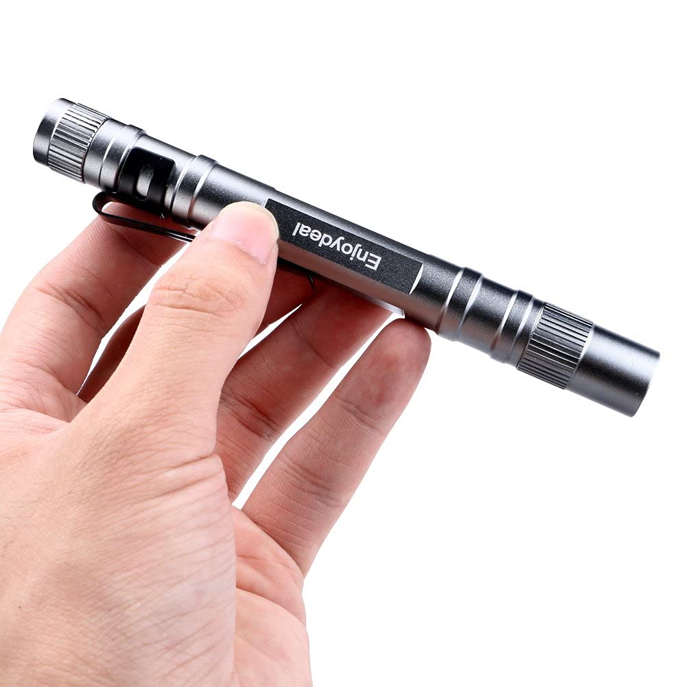 enjoydeal 5PCS LED Pen Flashlights 1000LM Ultra Slim Aluminum Silver ED0015-5S7-FBA