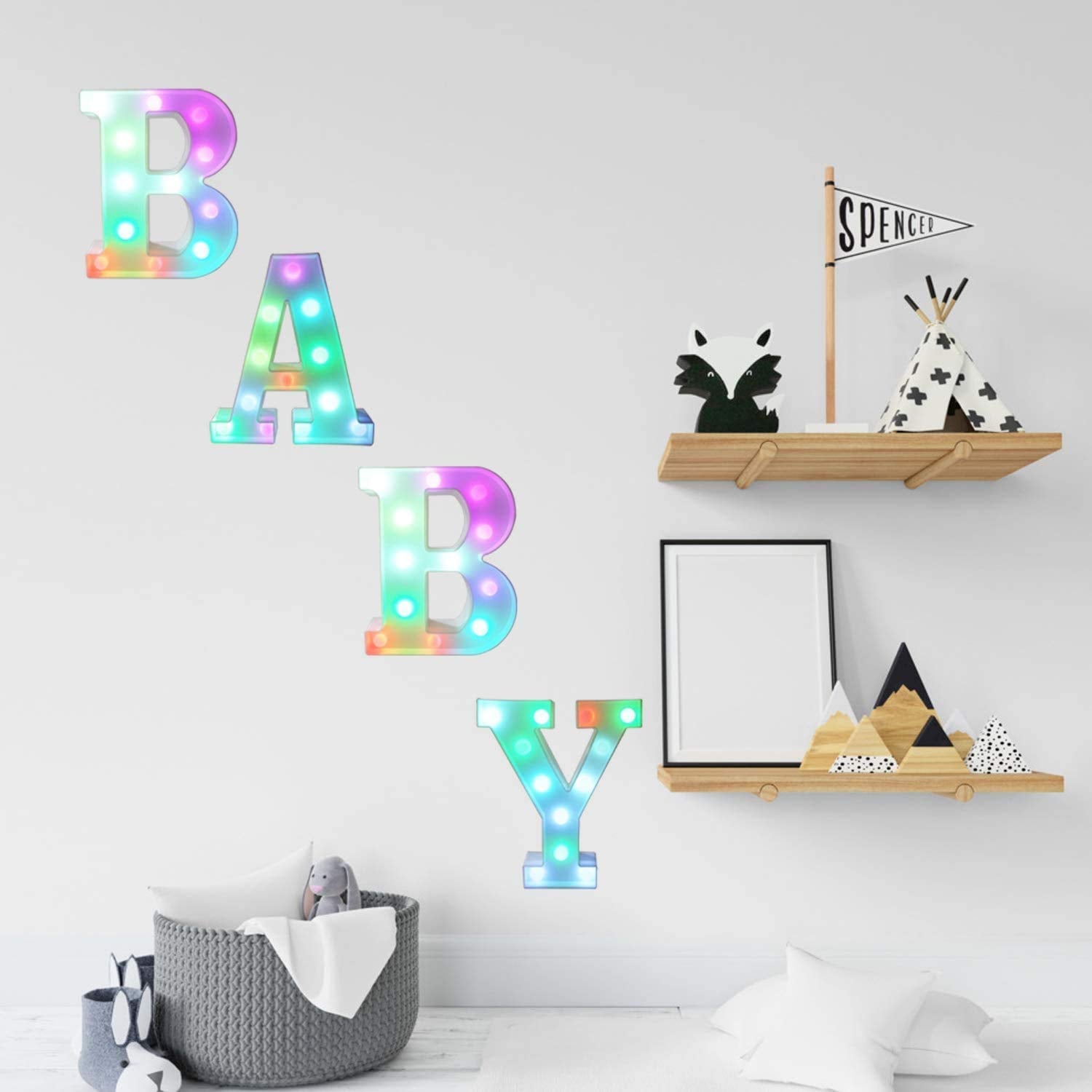 Pooqla Colorful Led Marquee Letter Lights With Remote - Rgb Plastic Party Decorations - Model Jh-Qcbzm-21