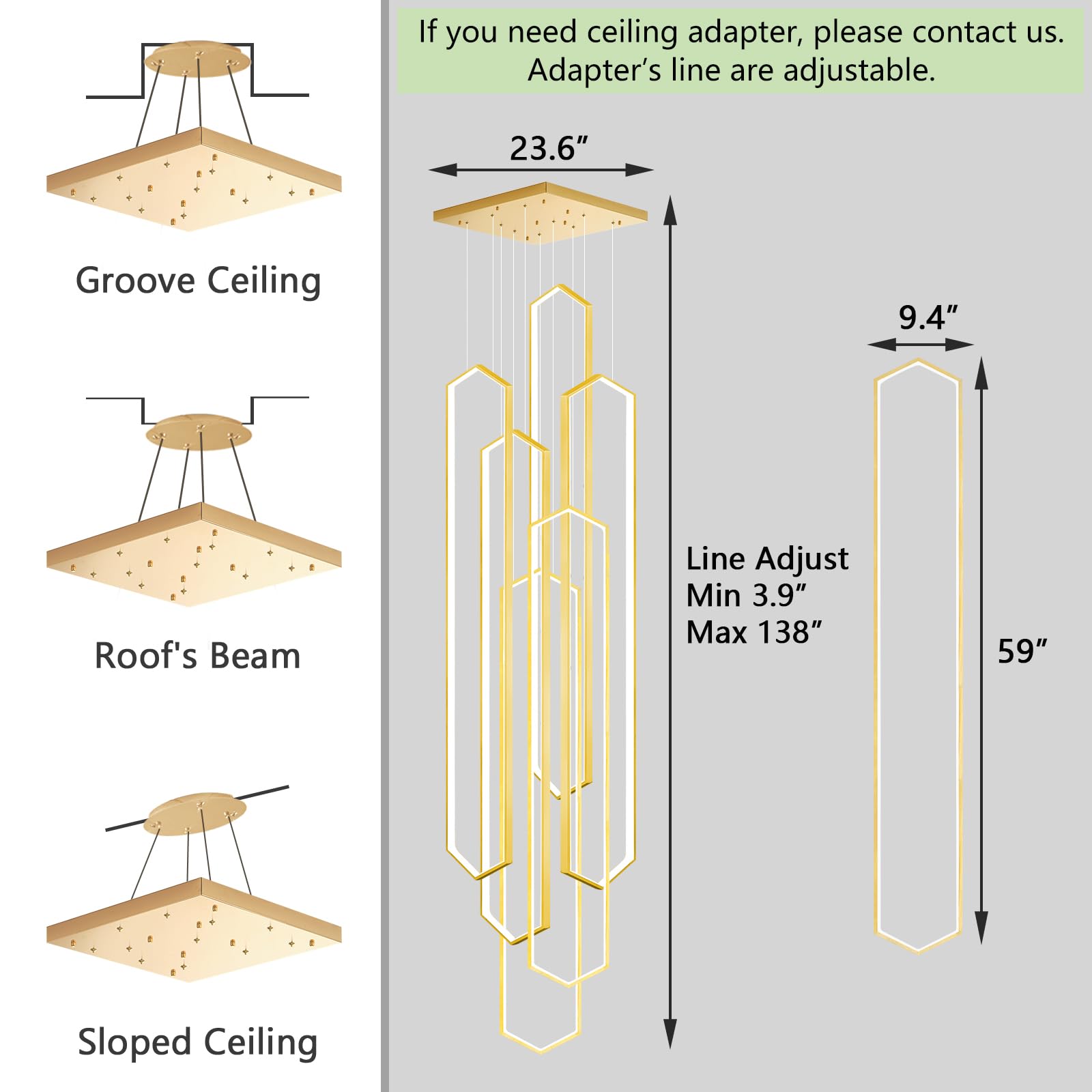 Gold High Ceiling Chandelier For Foyer Modern Large Chandelier Dimmable Led 6 Rings Living Room Modern Hanging Ceiling Light
