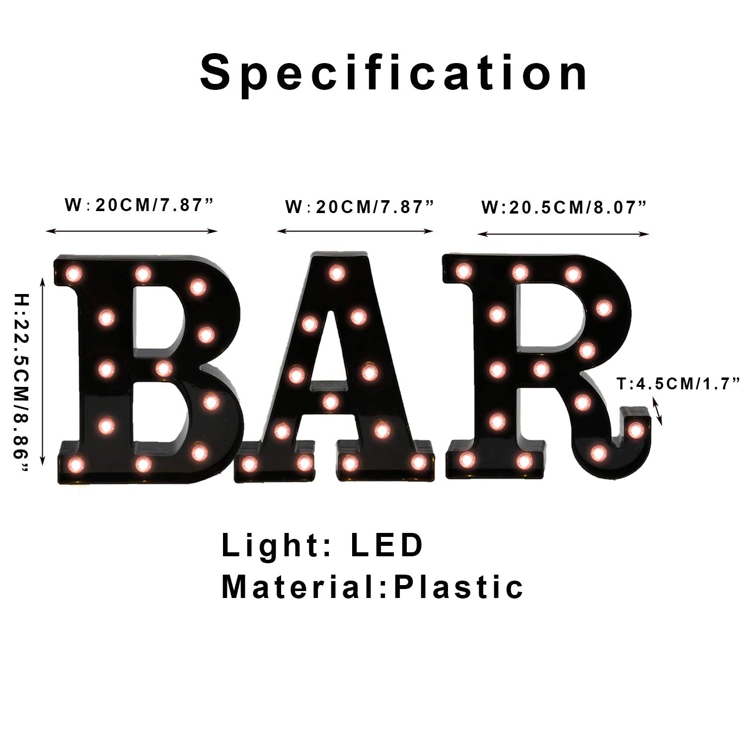 Oycbuzo Black Bar Sign - Led Marquee Light Up Letters For Home Bar, Party & Wedding Decor