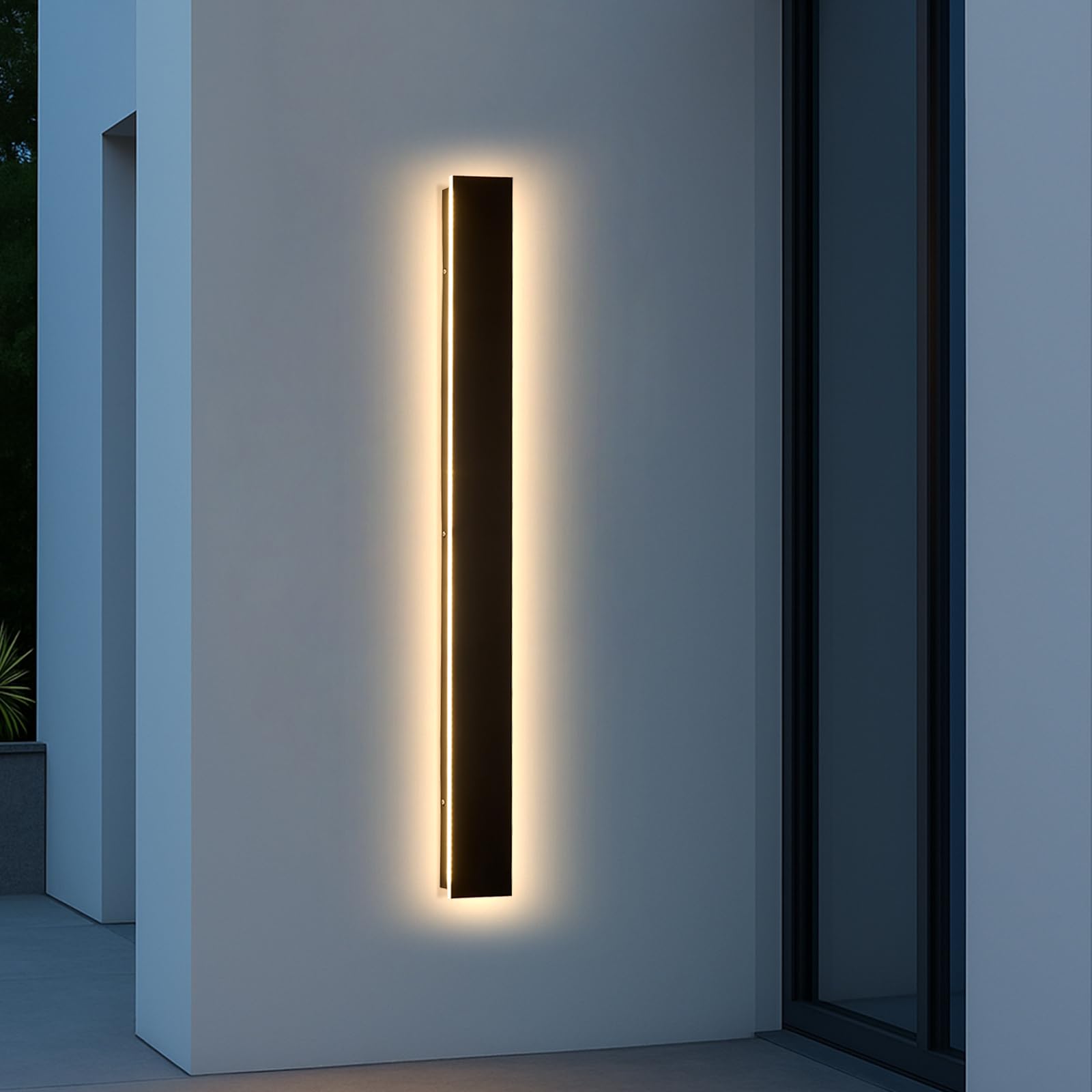 NIUZDU Garage Lights Outdoor - 3000K 70.8inch Exterior Modern Outdoor Sconce Light Wall Mount, Linear Black Led Long Porch Wall 