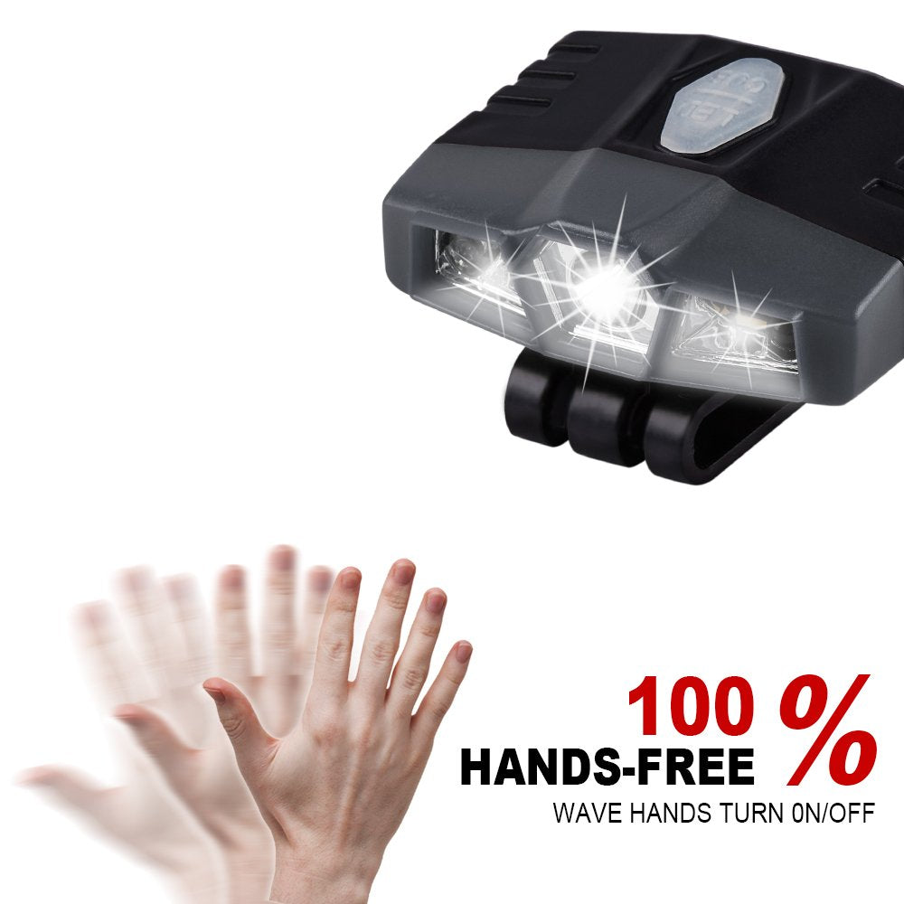 LHOTSE Ultra Bright Mini LED Clip-on Hat Light - Rechargeable, Waterproof, Grey Green, Model 1