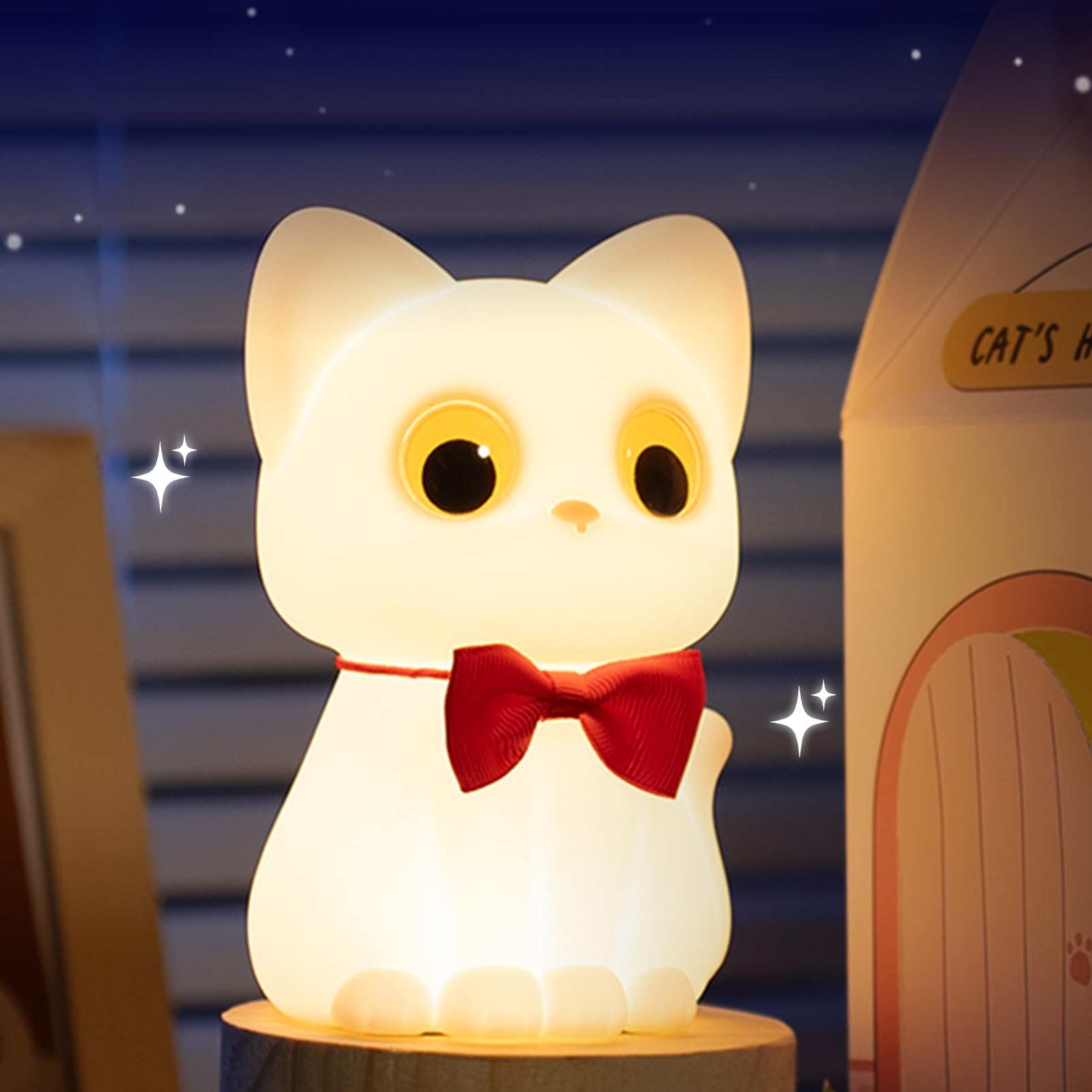 Smoorita Kitty Cat Night Light For Kids  Cute Cat Lamp Portable Silicone Animal Nightlight Rechargeable Nursery Light For Baby Toddler Room  Kawaii Gifts For Boys Girls