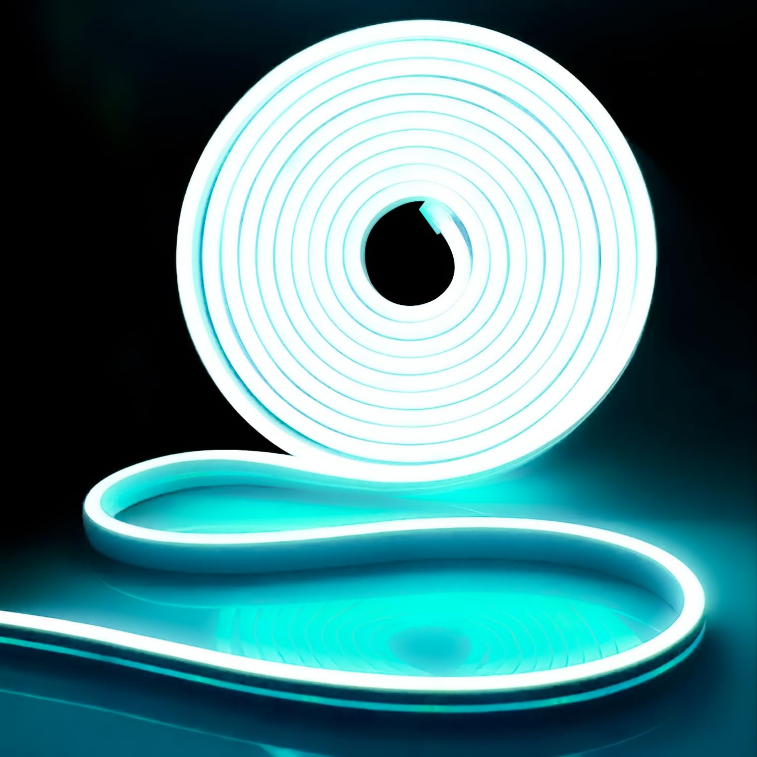 iNextStation 12V Ice Blue LED Strip Lights, 16.4FT Waterproof, Flexible, Cuttable, Dimmable Neon Rope Light