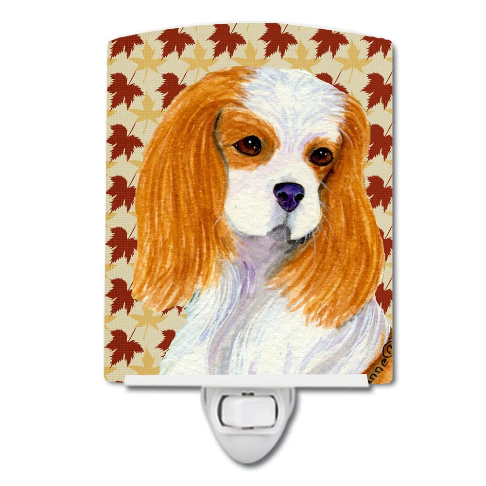Carolines Treasures Ceramic Night Light, Cavalier Spaniel Fall Leaves, 6x4x3in, Multicolor, Model SS4329CNL