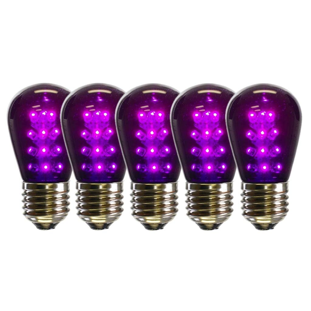 Vickerman 687321-1 watt 130 volt S14 Medium Screw Purple Transparent LED (5 pack) Christmas Light Bulbs (X14ST16-5)