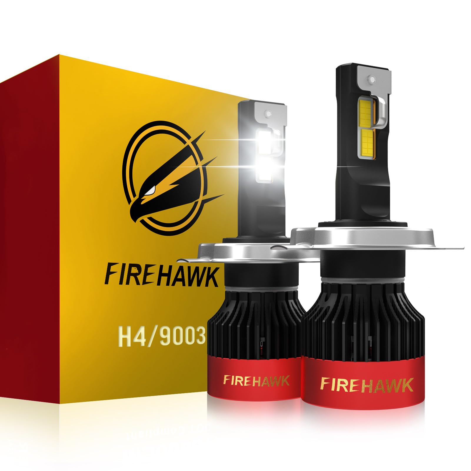 Firehawk H4/9003/HB2 LED Bulbs 70000LM 6000K Cool White, Plug-N-Play Fog Light, Pack of 2