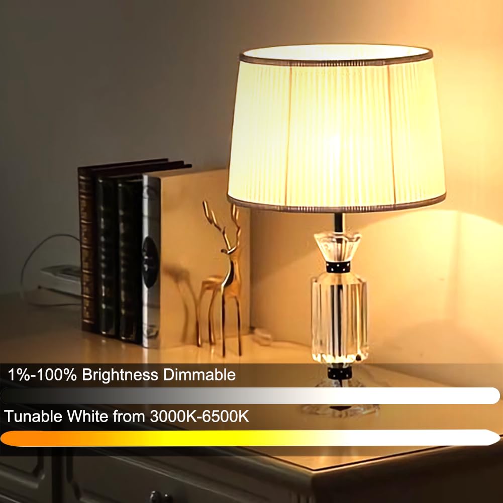 GRV Smart Light Bulb 12W A60, Dimmable 3000-6500K, 1000LM, E26 Base, 2 Bulbs + 1 Remote,