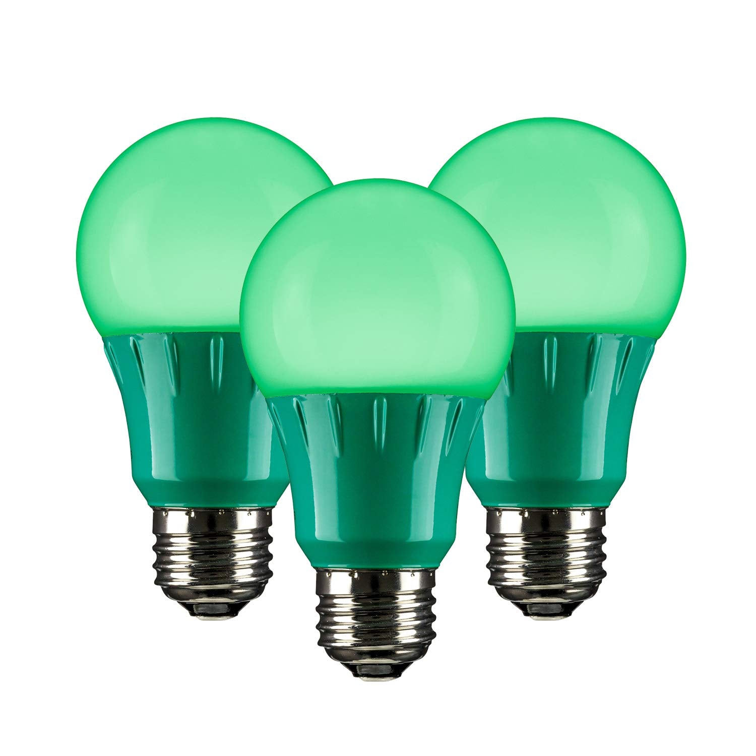 Sunlite LED A19 Colored Light Bulb, 3W (25W Equivalent), Green, E26 Medium Base, Non-Dimmable, 3 Count, Model 40451