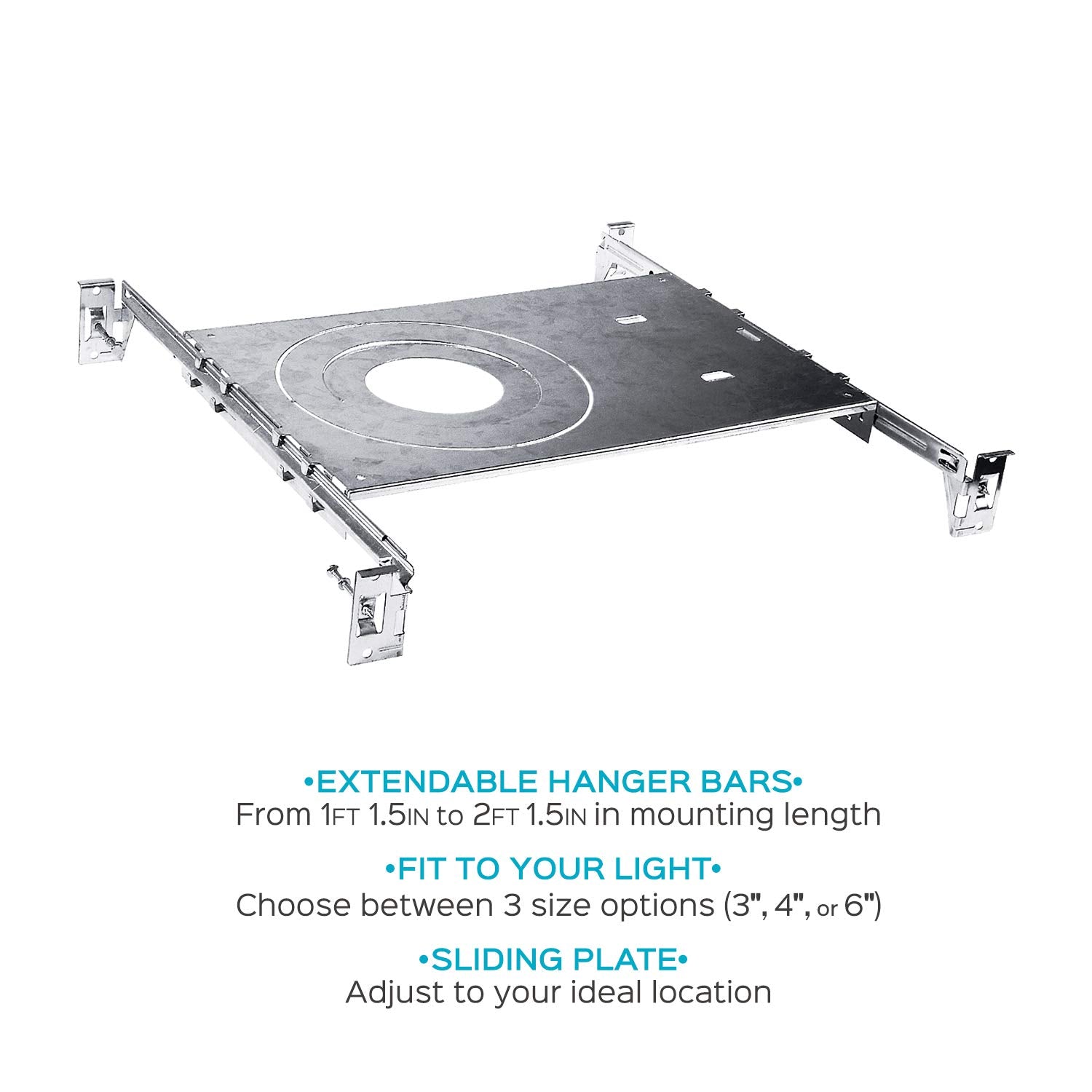 LUXRITE LED Recessed Lighting Kits, ETL Listed, Extendable Hanger Bars, Model LR41002, 3-4-6 Inch, Metal, 1 Piece