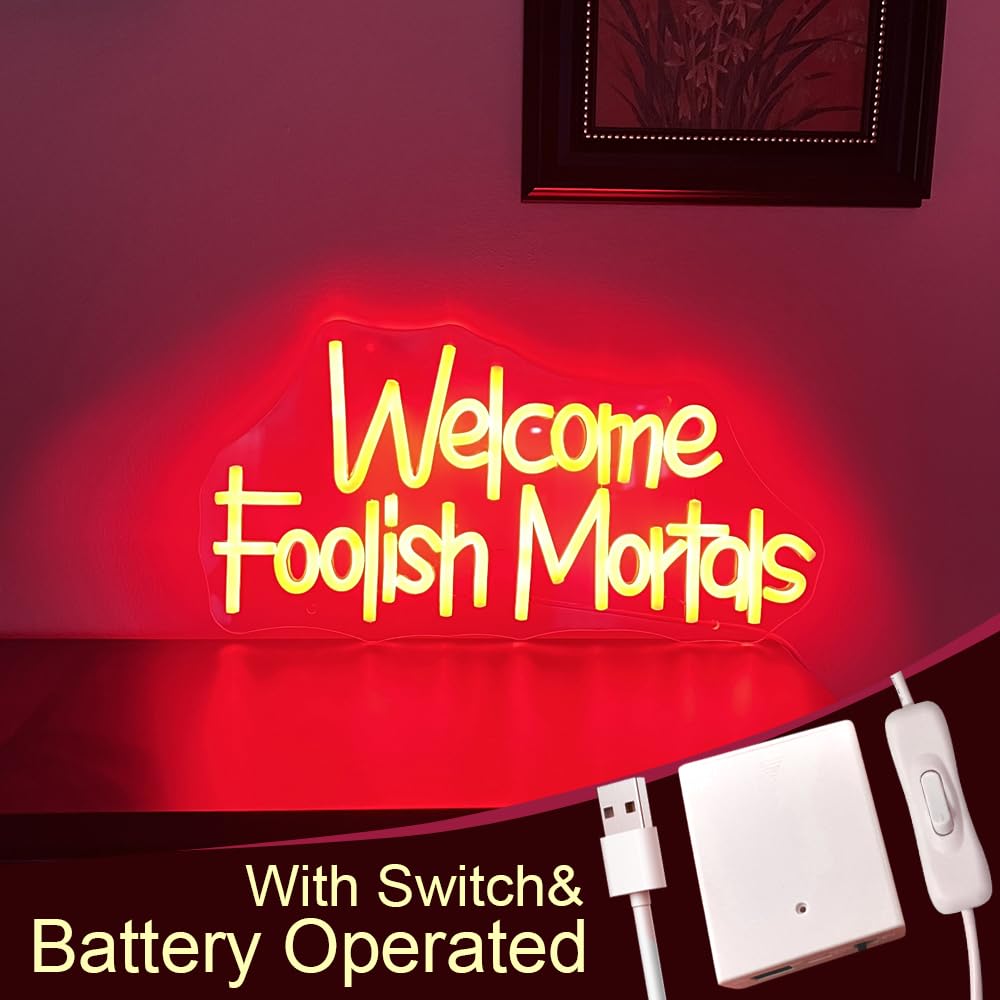 SHIDASIGN Neon Sign Battery Operated for Halloween Decor, Acrylic, Red, Spooky Gothic Design