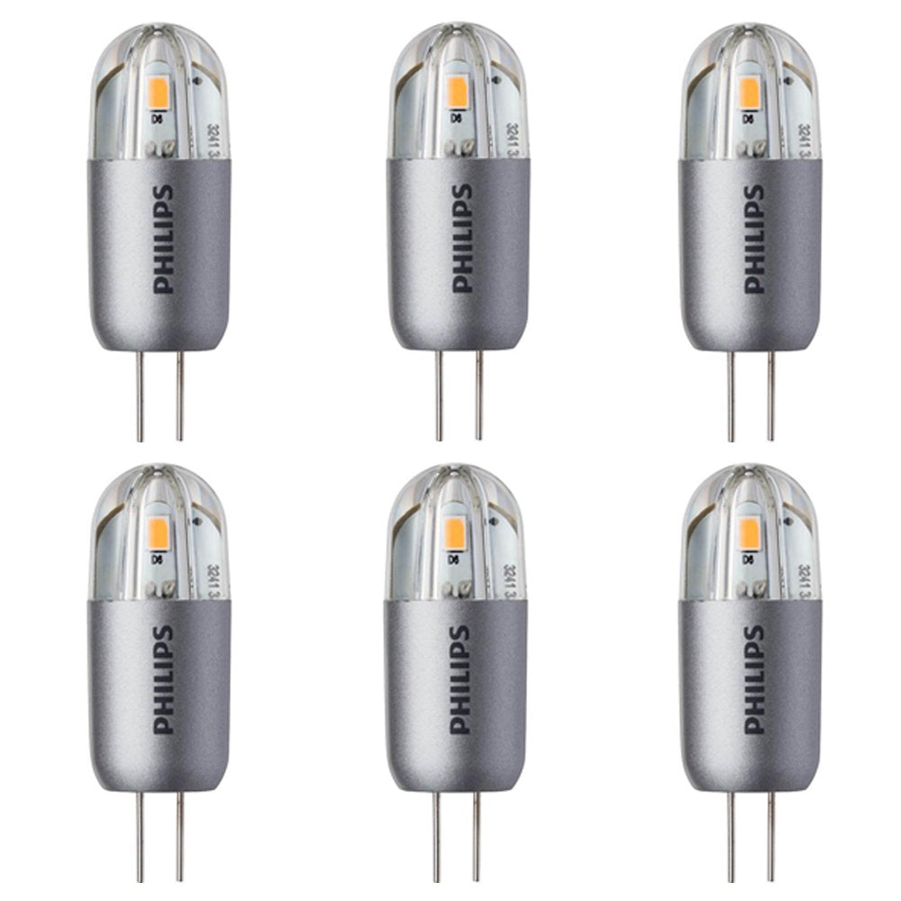 Philips LED T3 Capsule Non-Dimmable 12-Volt Accent Light Bulb: 105-Lumen, 3000-Kelvin, 1.2-Watt (10-Watt Equivalent), G4 Base, Bright White, 6-Pack