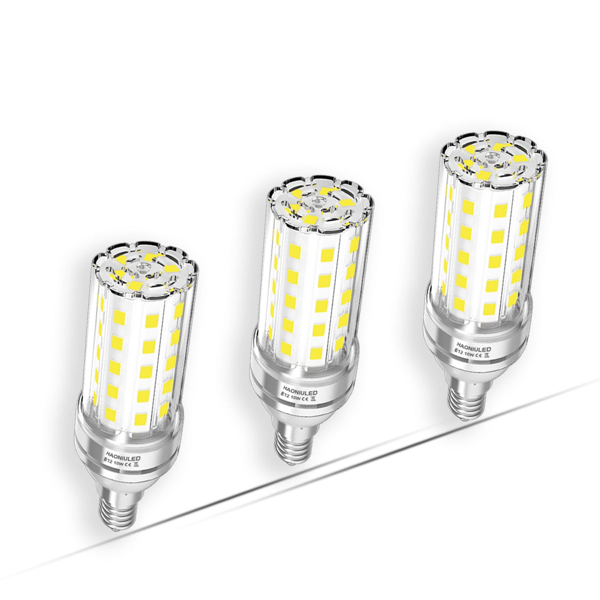 Haoniuled E12 Led Bulb 100W Equivalent, 1100 Lumens, 4000K Natural White, Led Light Bulbs 10W, Non-Dimmable E12 Medium Base (3 P
