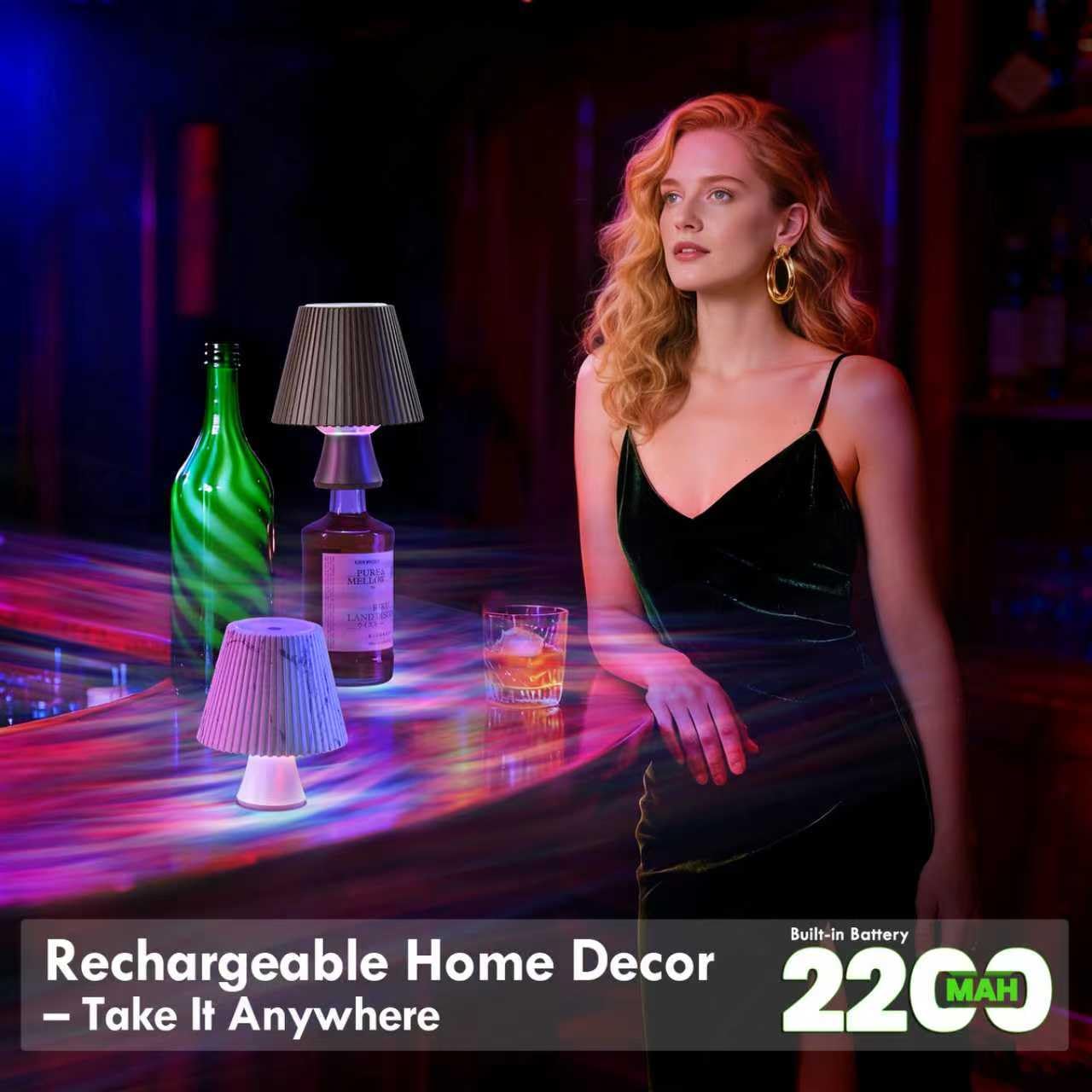 WILIT Wireless Bottle Lamp Shade, RGB Color Changing LED Night Light, 5.12x5.12x6.1 inches, Dynamic RGB-Marble, Gifts for Teens & Women