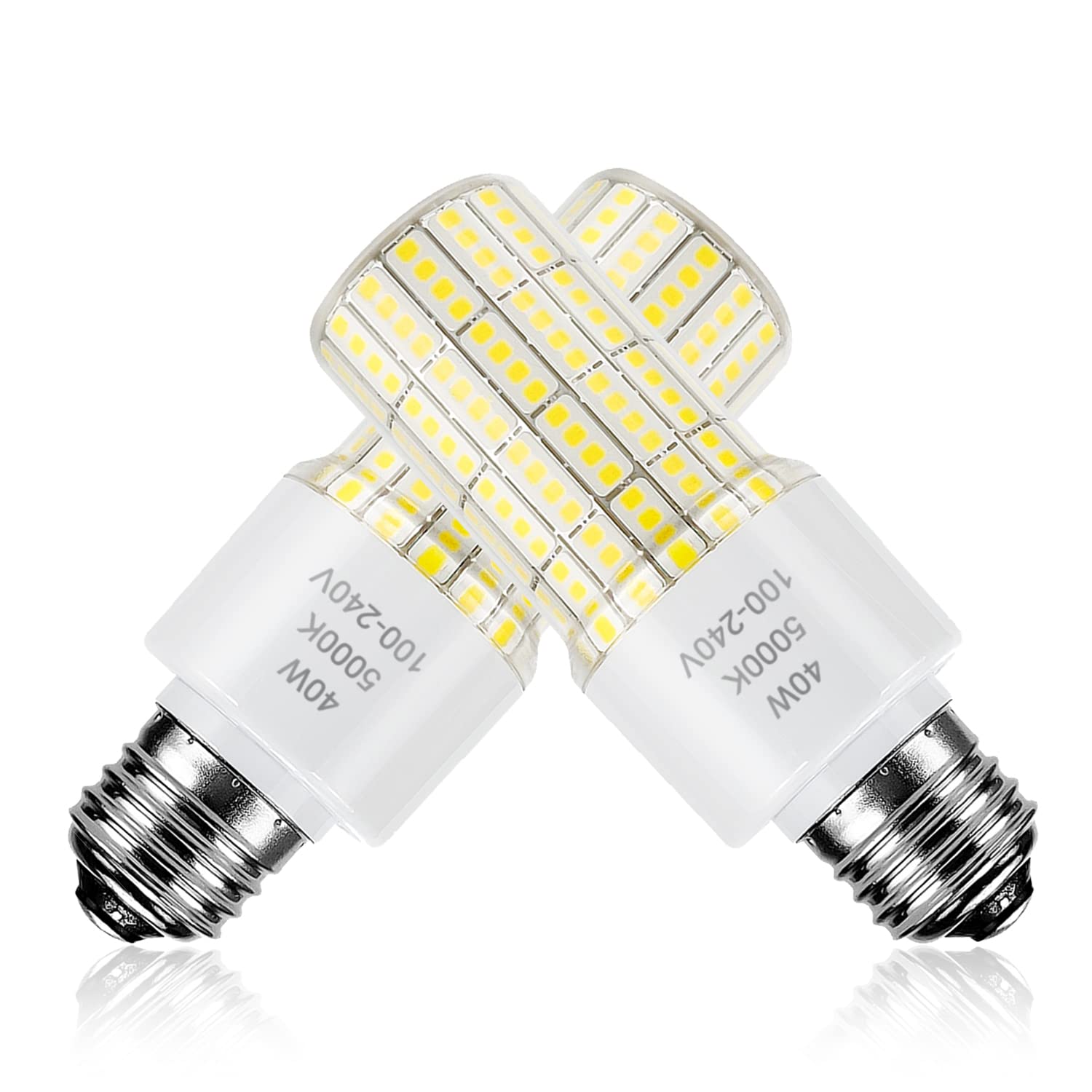 Ca New Sunshine 2 Pack 40W Led Light Bulb(300W Equivalent) 5000 Lumens 5000K Daylight White Led Bulbs E26/E27 Medium Base For In