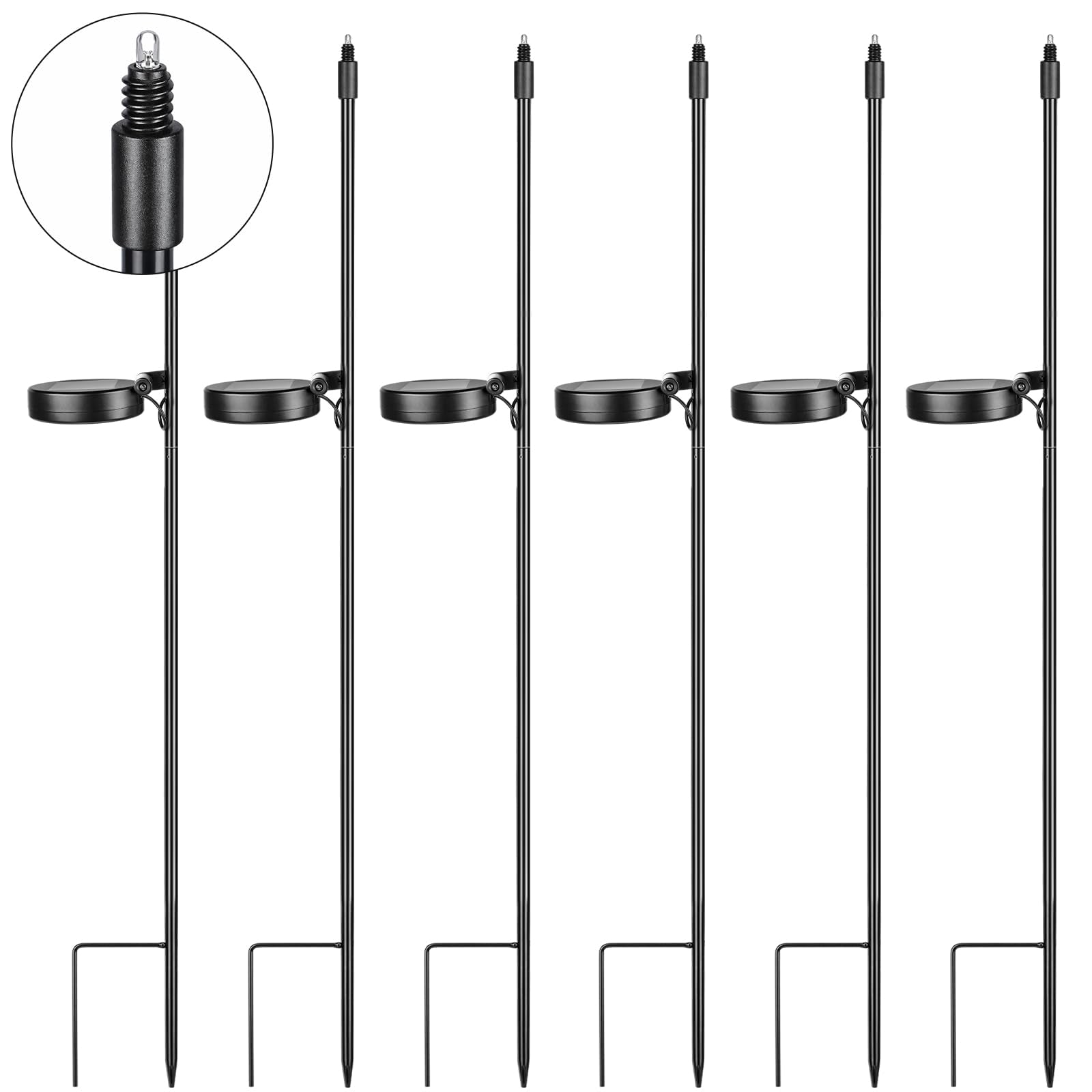 Glooglitter 6 Pack Solar Stake Lights Outdoor Decorative Metal Ground Pathway LED Stake Lights Replacement Stakes Built-in Recha