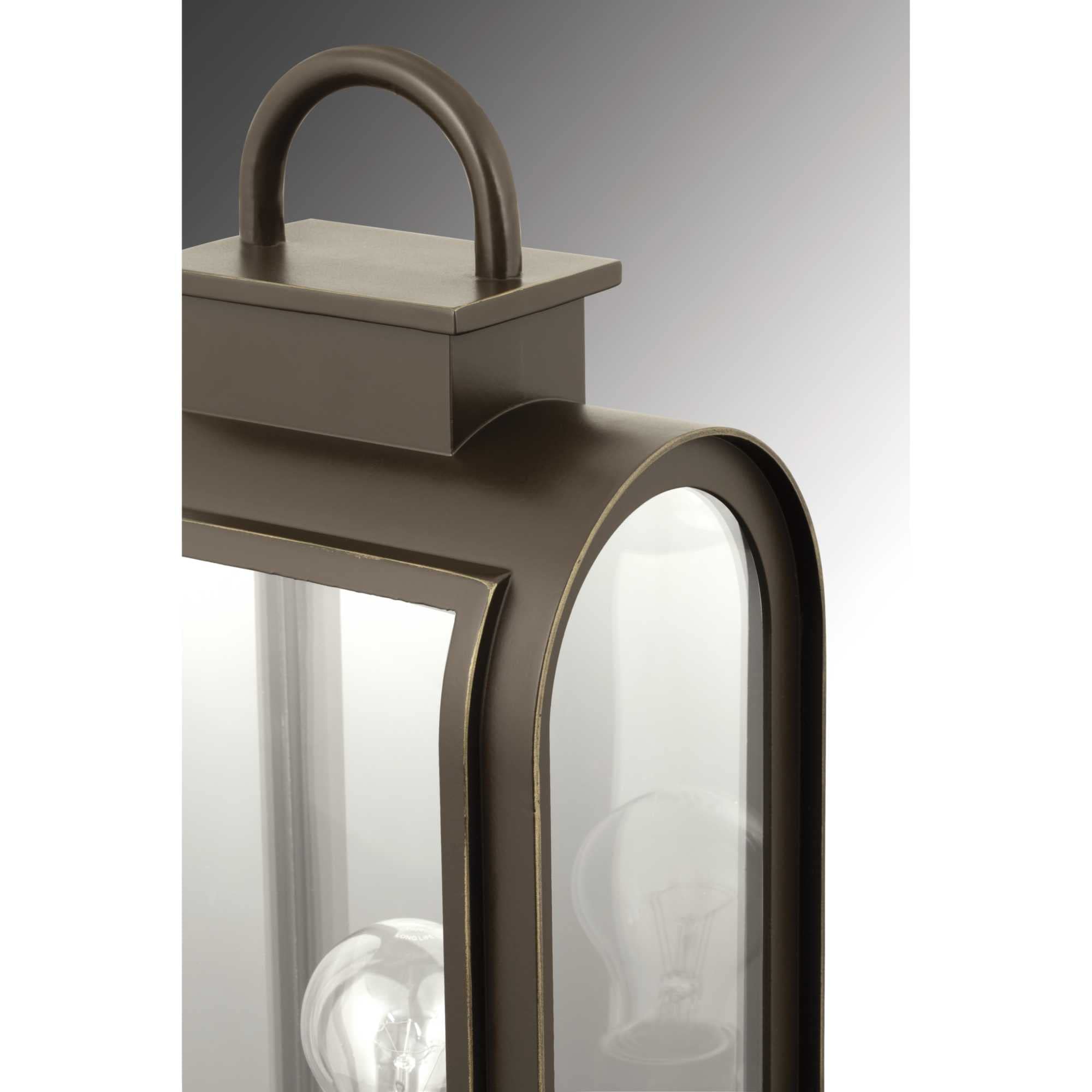 Progress Lighting 1-Light Outdoor Wall Lantern, Oil Rubbed Bronze, Clear/Etched Umber Glass, Model P6032-108