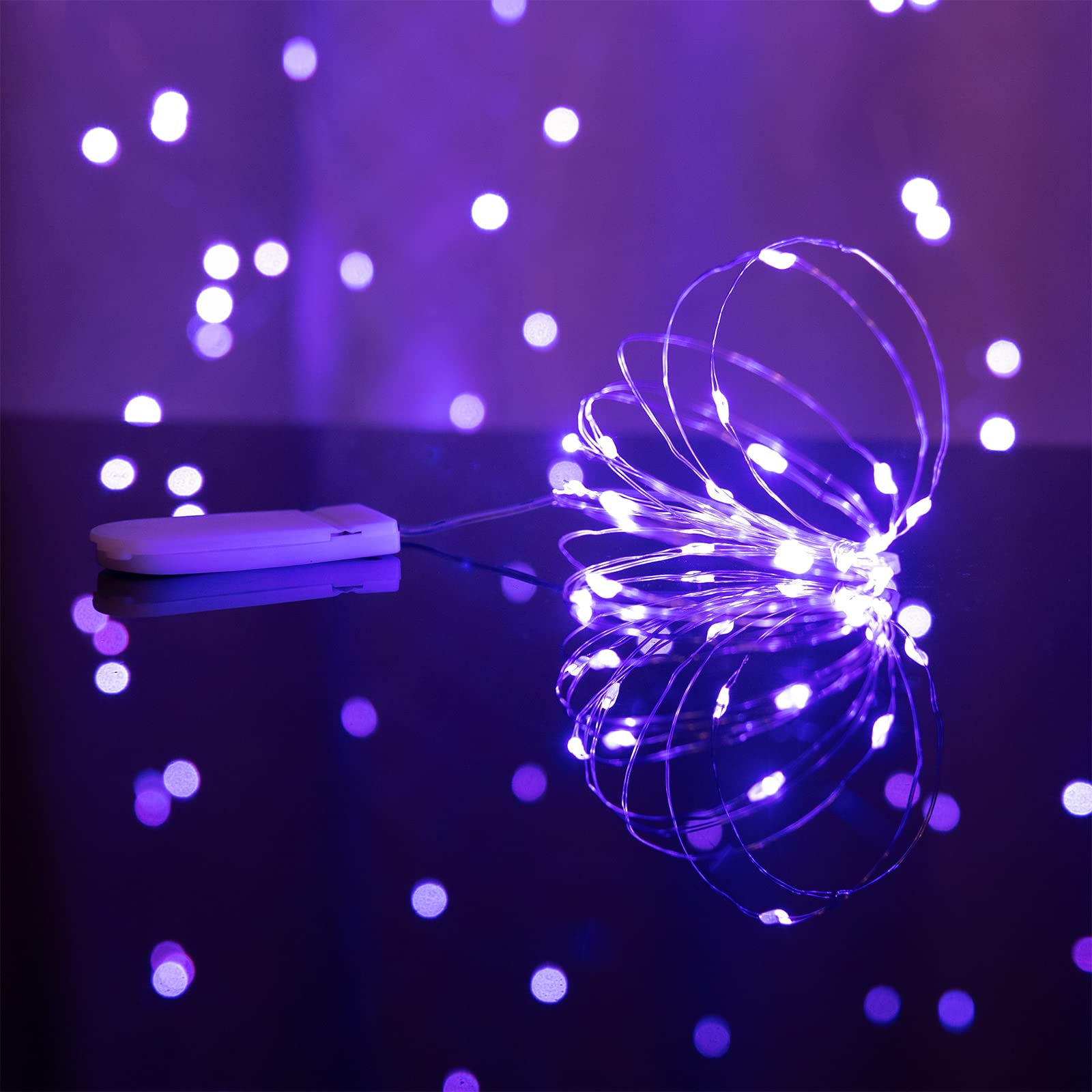 Etinga 10 Pack Fairy Lights Battery Operated String Lights, 10 Led On 3.3Ft Silvery Copper Wire,For Flowers Gift Box Wedding Party Christmas Decoration (Purple, 10 Pack)