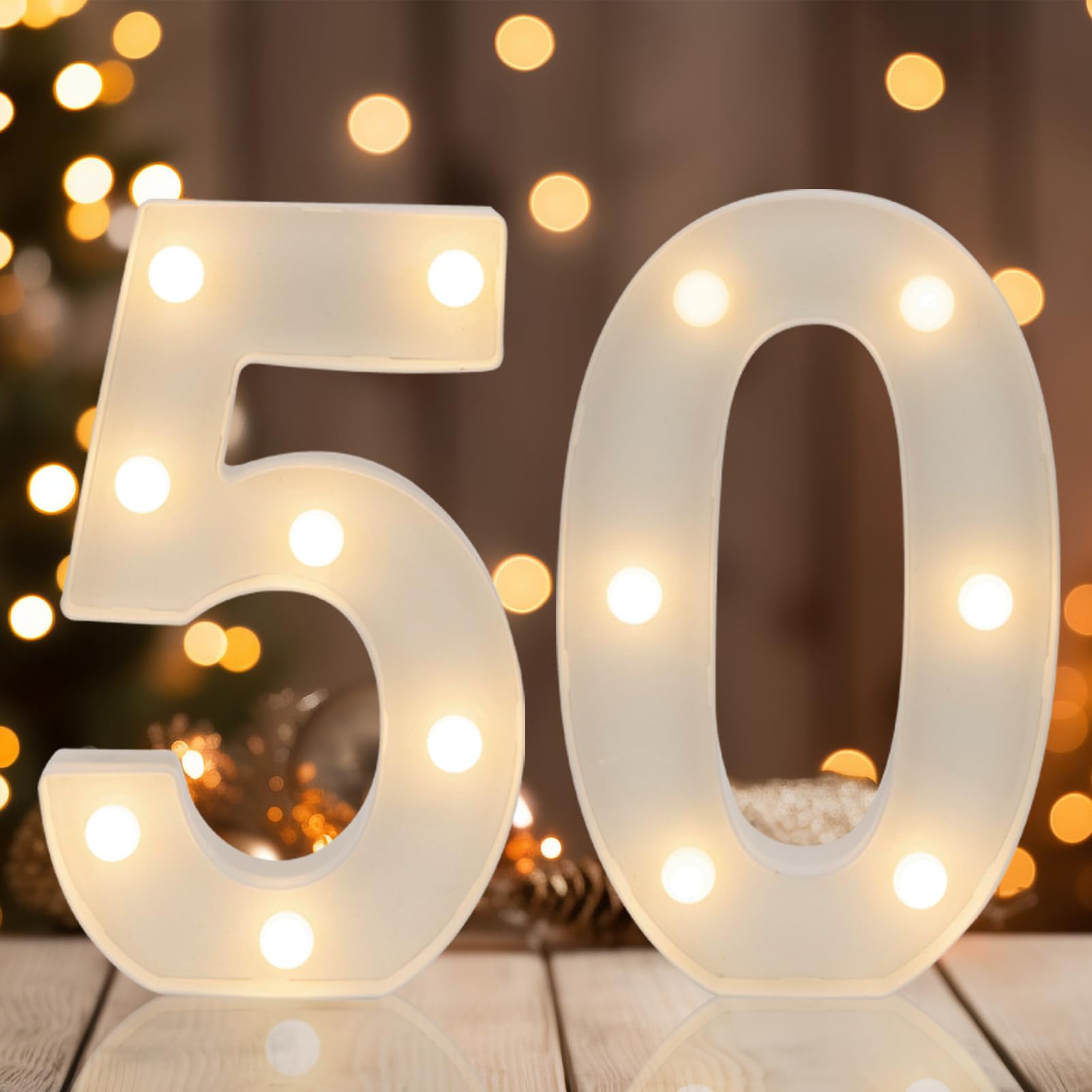 IFDGCTK Decorative LED Number Lights for 50th Birthday Party, Warm White, Model IFDGCTK