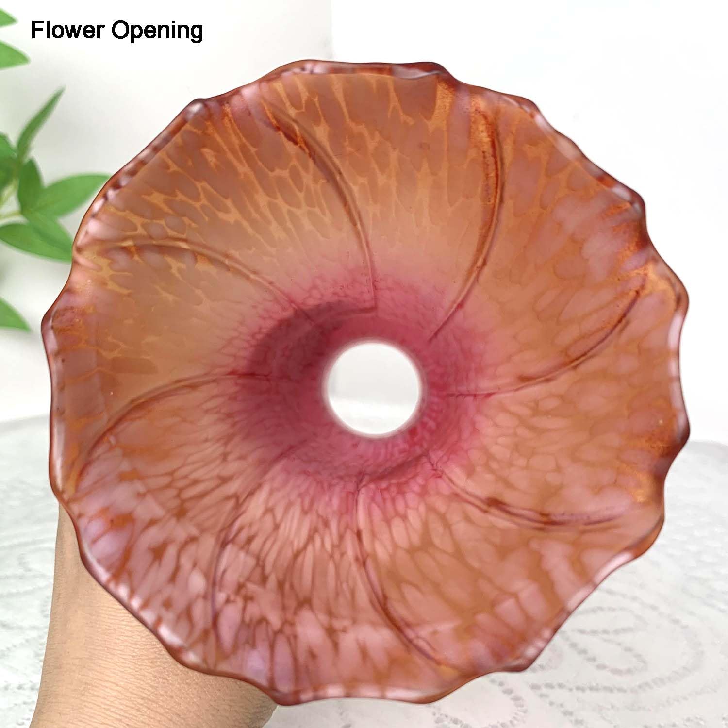 Bieye Ls64 Lily Flower Blown Glass Lampshade (Red Orange, Opening I.D. 1.26'' X O.D. 1.5'')