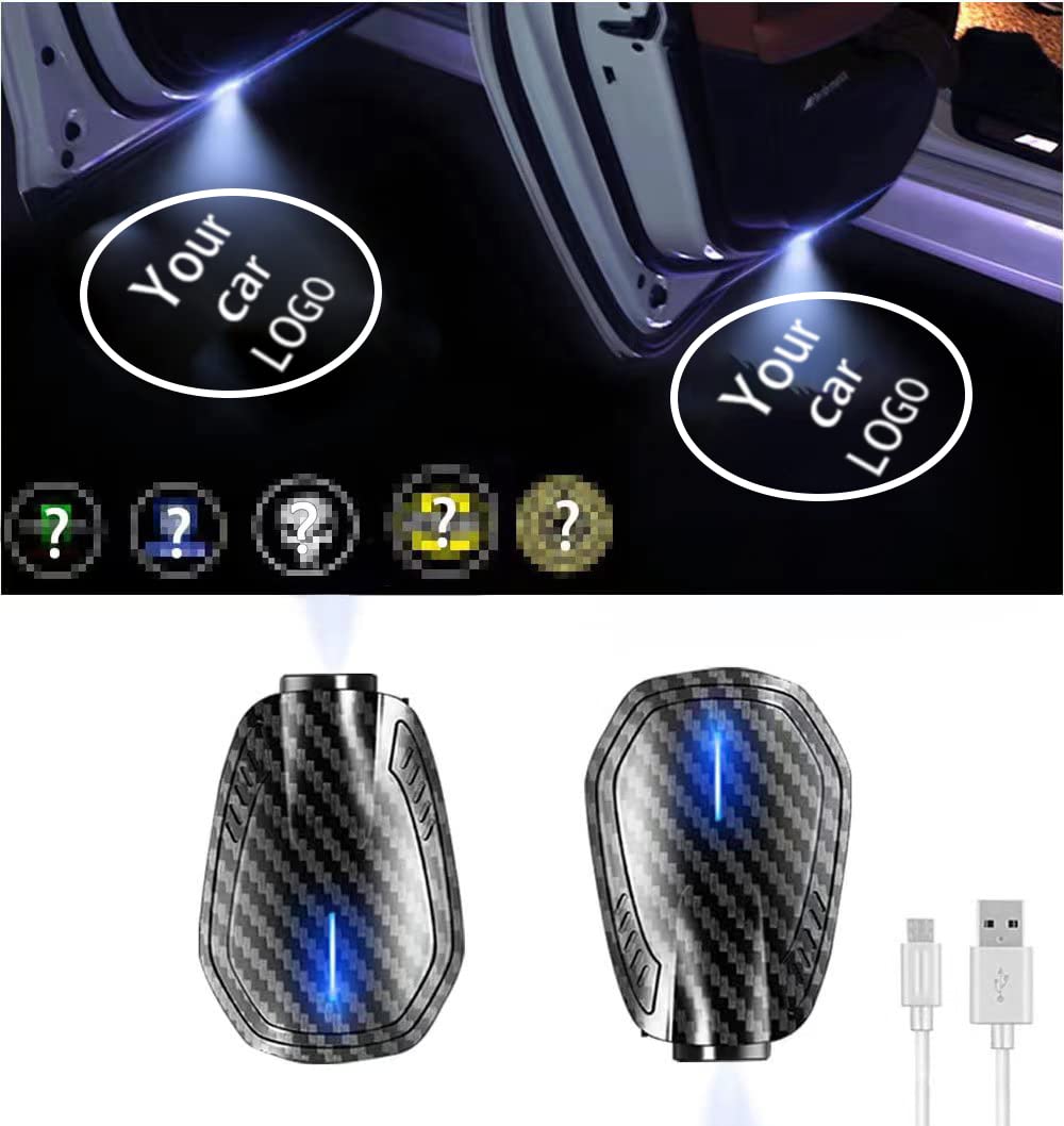 LOWEEY Car Door Lights - 2Pcs LED Logo Projector, Rechargeable Wireless, Fits All Cars, For KK-II-AA, Plastic Material