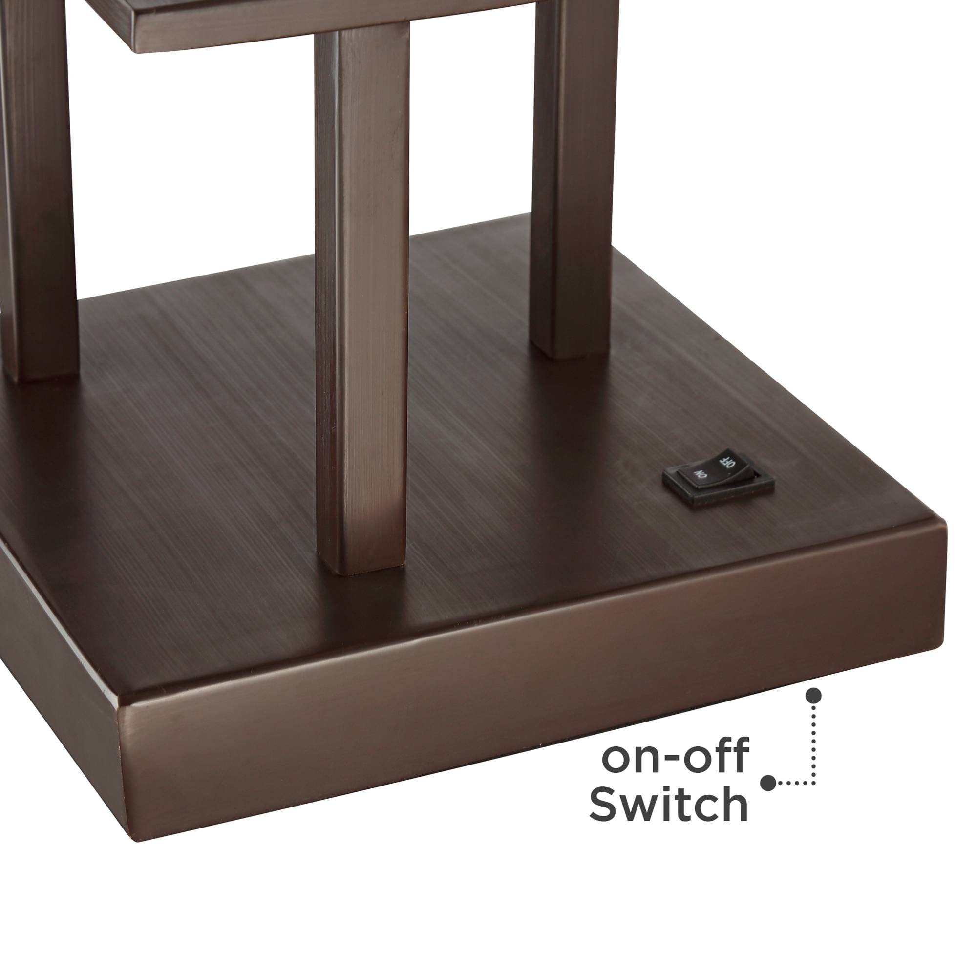 Franklin Iron Works Modern Console Table Lamp 29 1/2'' Tall With Usb Charging Port Bronze Metal White Glass Square Shade For Bed