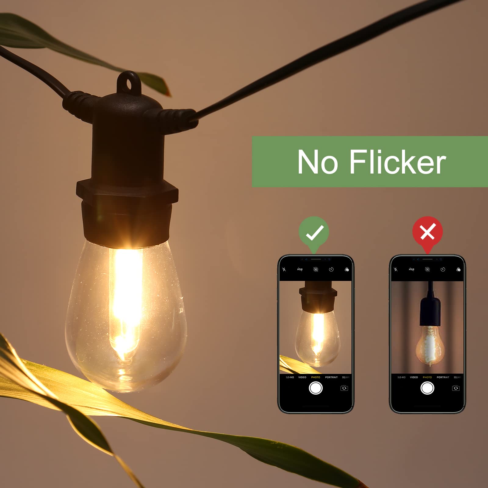 DGE S14 Replacement LED Bulb - 2 Pack, 1.5 Watt, Shatter-Proof, Waterproof IP65, Plastic, Ideal for String Lights