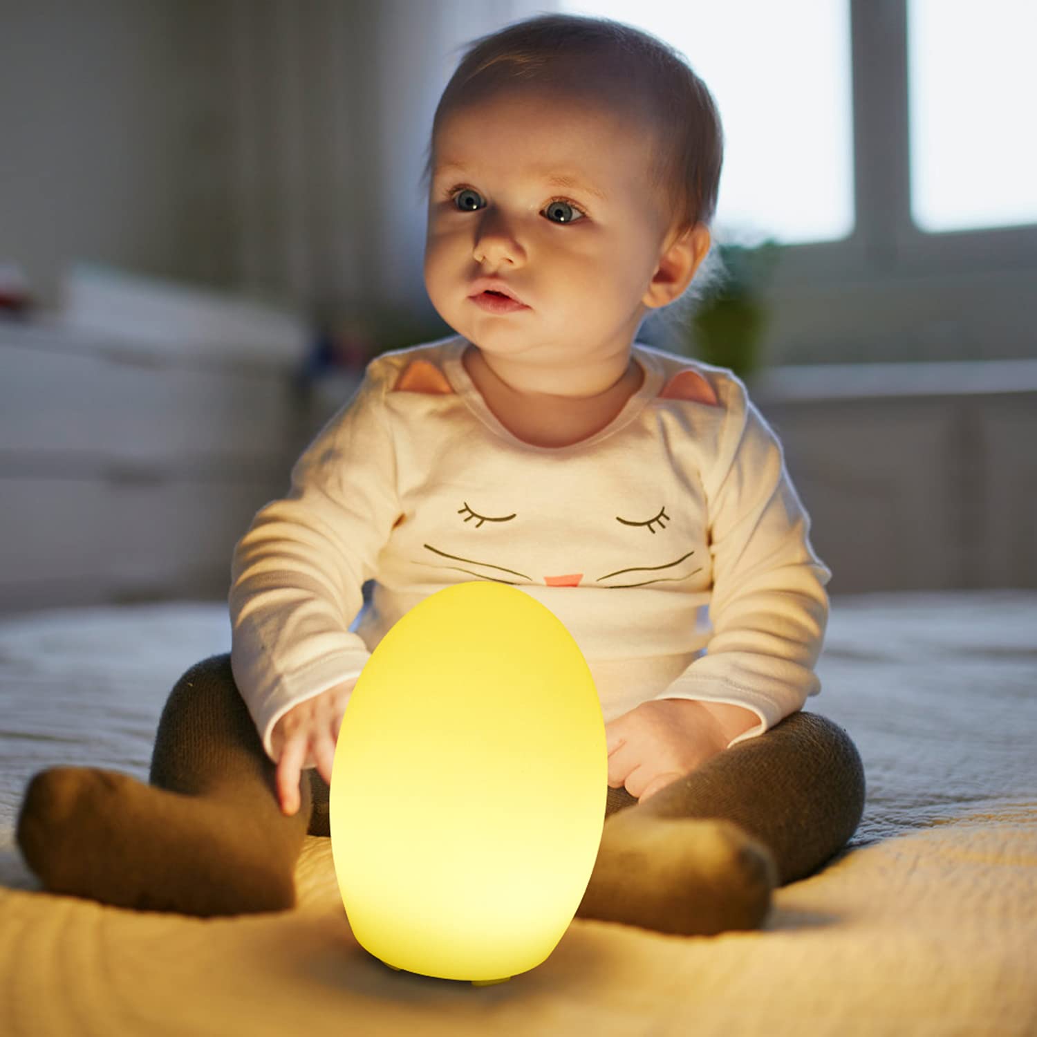 Borelor 8-Inch Led Egg Shape Night Light, 16 Color Changing Rechargeable Mood Lamp With Remote Control, Dimmable Decorative Ligh