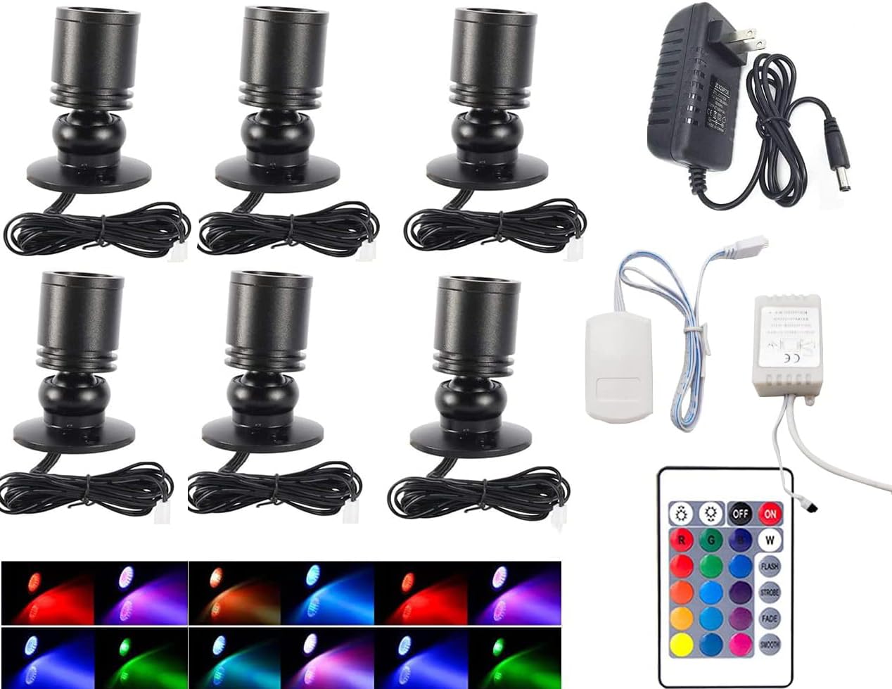 Jorunhe Mini Surface Mounted LED Spotlight, 1.5W, Pack of 6, Colorful, Model 3247, Plastic