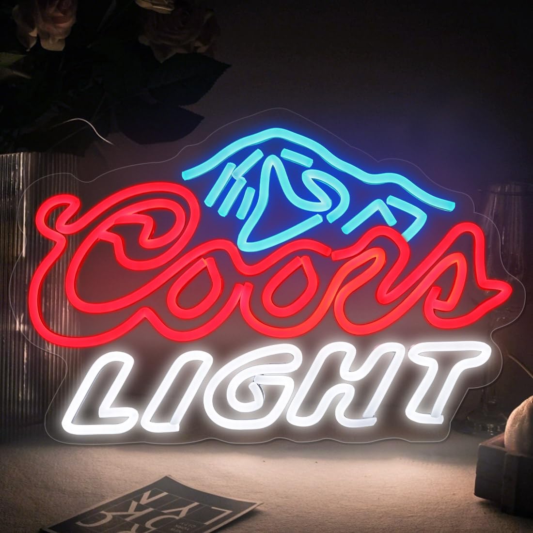 Yao Yun Candlelight Neon Sign, LED Wall Decor, Dimmable, 16.5x11 inches, Red/Ice Blue/White, Model NL002
